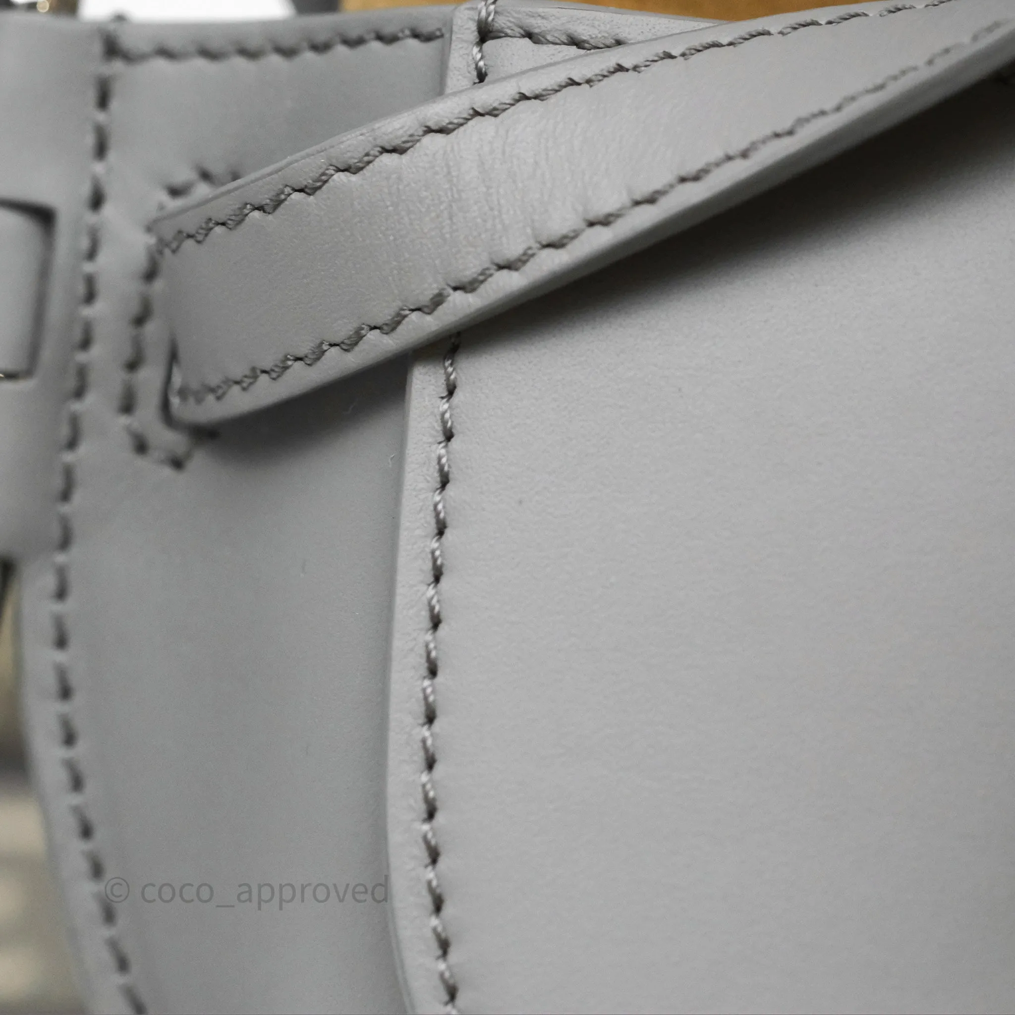 Loewe Mini Gate Dual Bag in Soft Calfskin & Jacquard Strap Light Grey