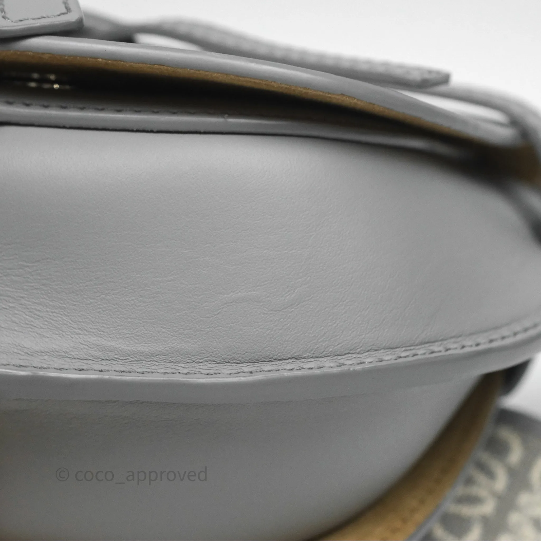 Loewe Mini Gate Dual Bag in Soft Calfskin & Jacquard Strap Light Grey