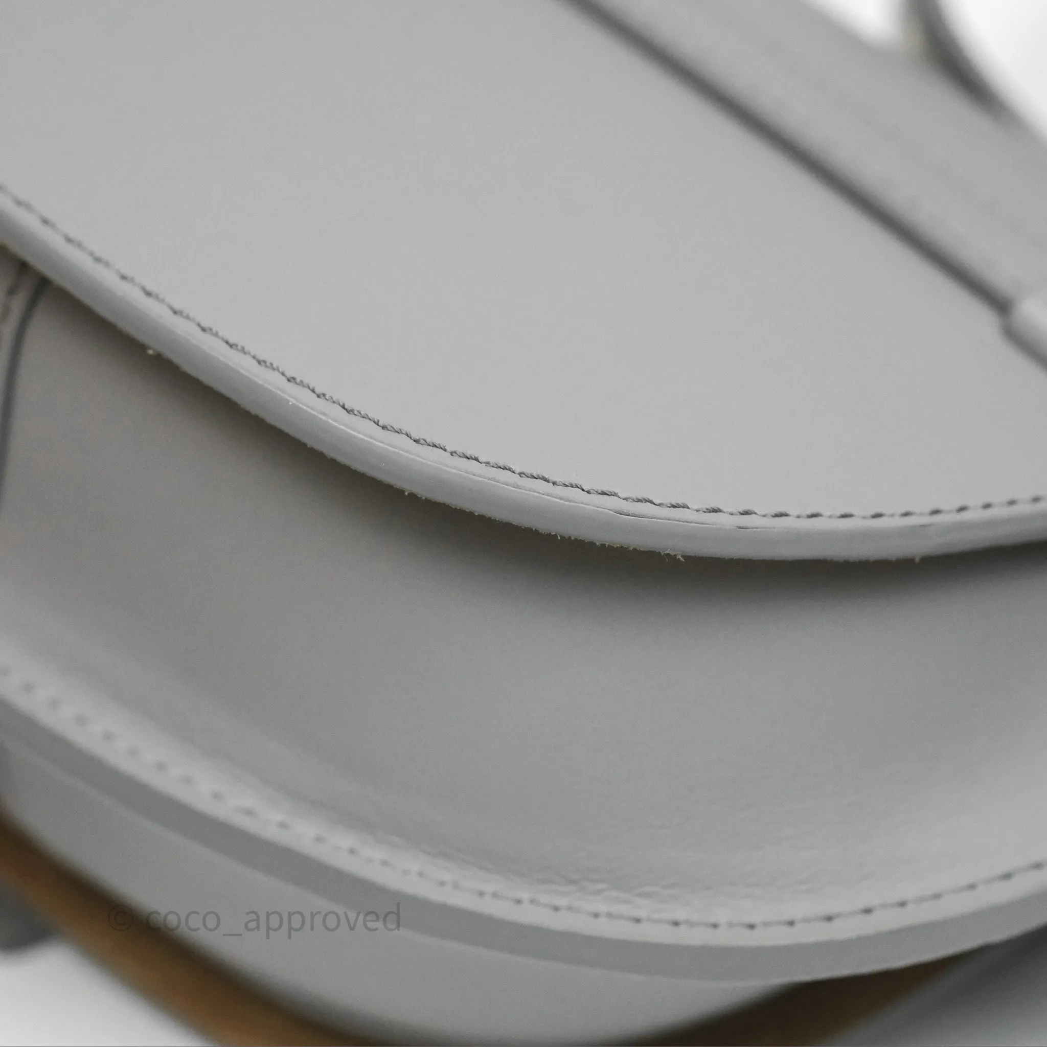 Loewe Mini Gate Dual Bag in Soft Calfskin & Jacquard Strap Light Grey