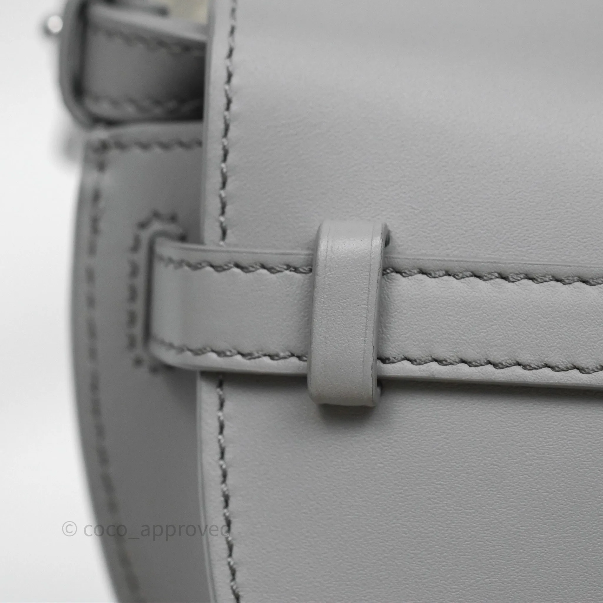Loewe Mini Gate Dual Bag in Soft Calfskin & Jacquard Strap Light Grey