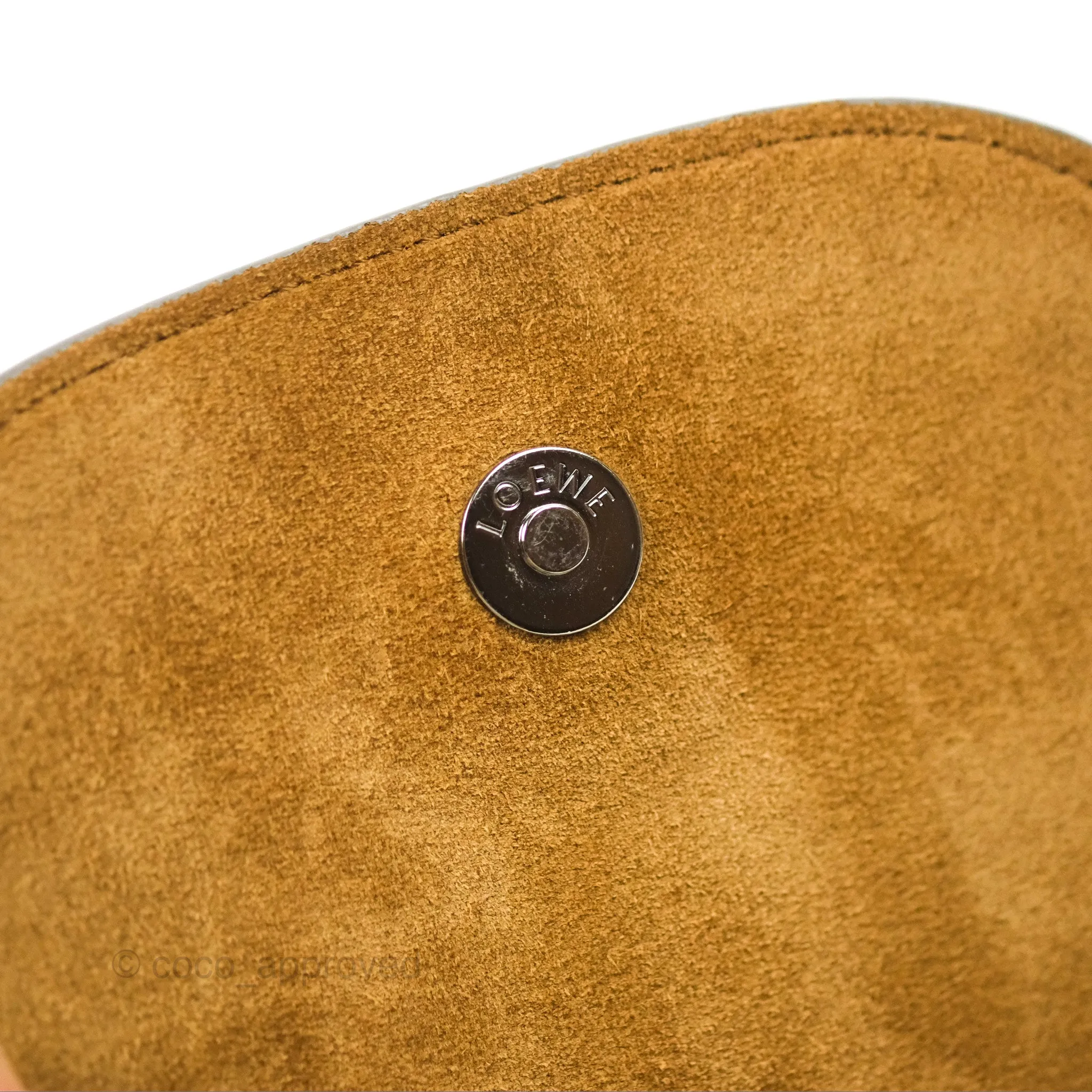 Loewe Mini Gate Dual Bag in Soft Calfskin & Jacquard Strap Light Grey
