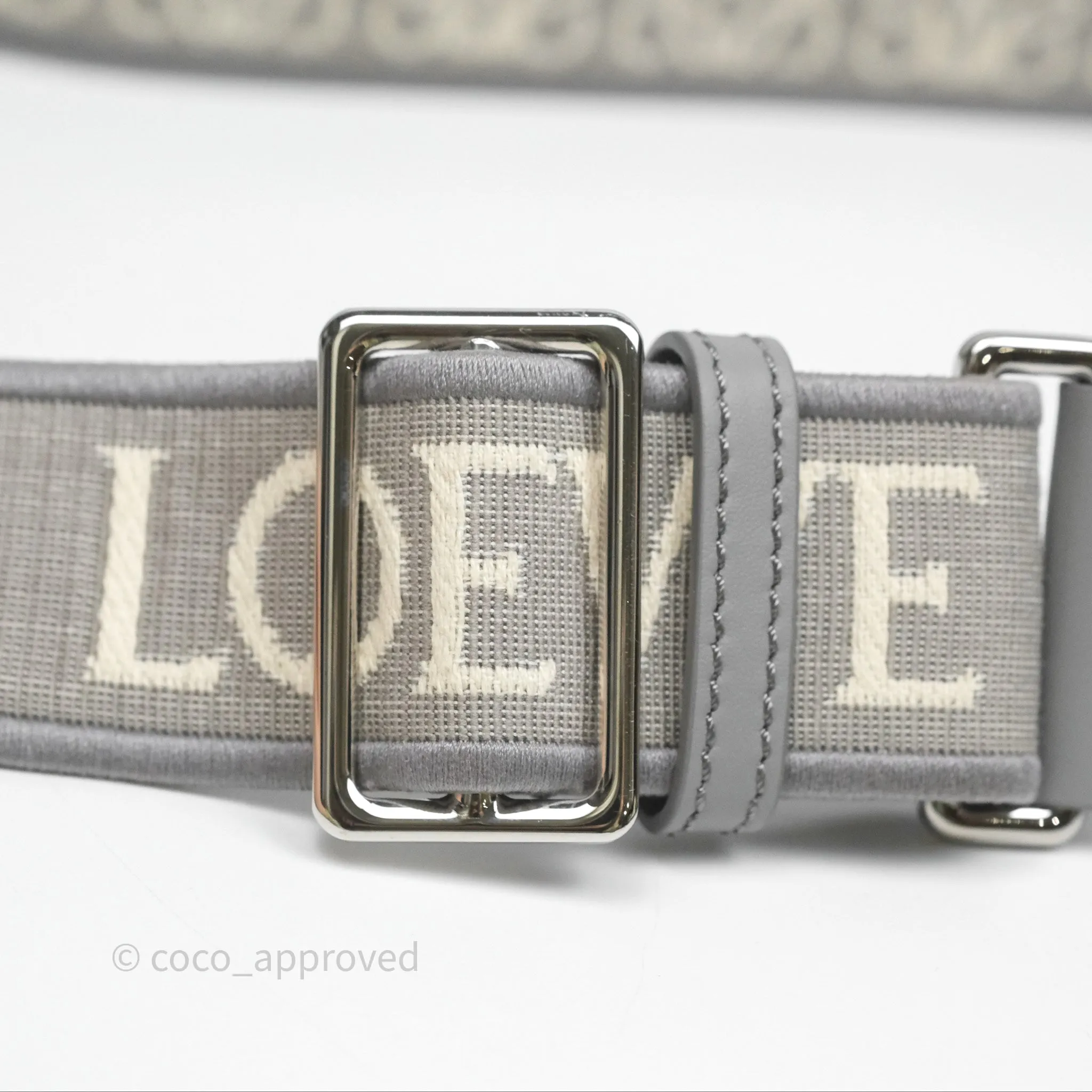 Loewe Mini Gate Dual Bag in Soft Calfskin & Jacquard Strap Light Grey