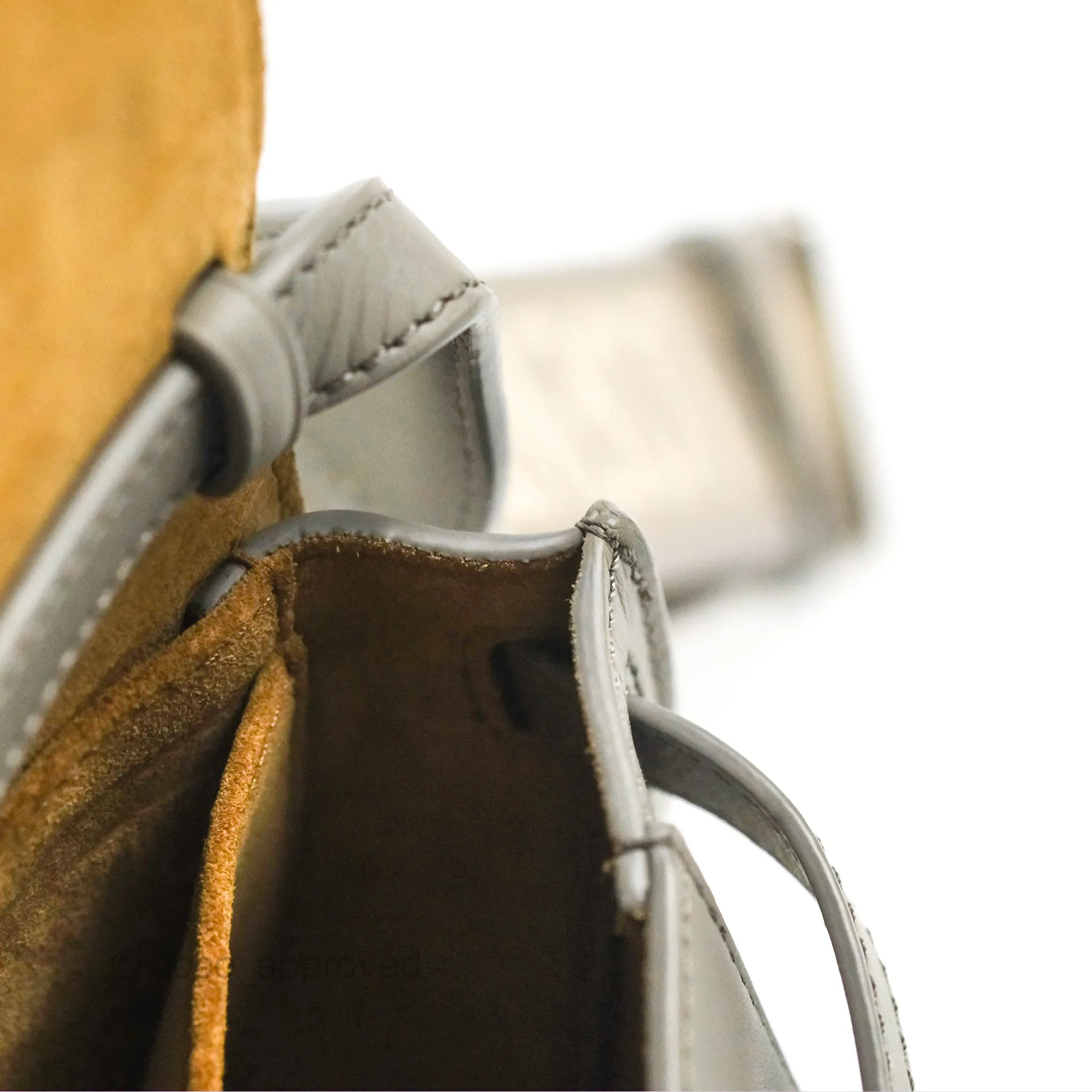 Loewe Mini Gate Dual Bag in Soft Calfskin & Jacquard Strap Light Grey