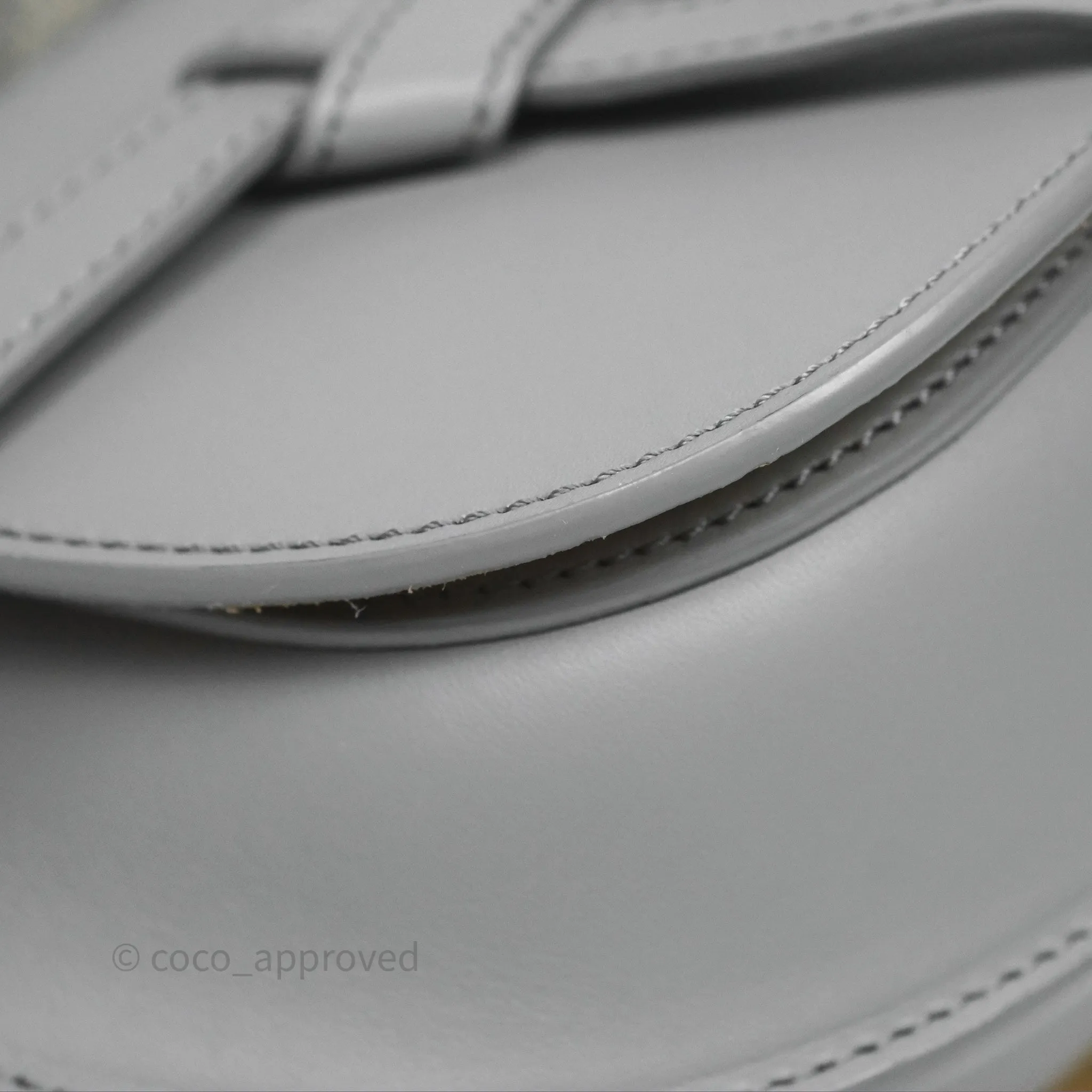 Loewe Mini Gate Dual Bag in Soft Calfskin & Jacquard Strap Light Grey