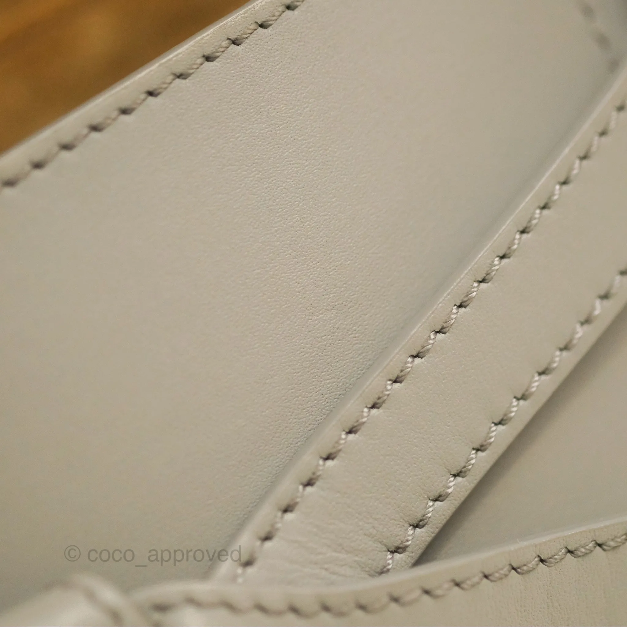 Loewe Mini Gate Dual Bag in Soft Calfskin & Jacquard Strap Light Grey