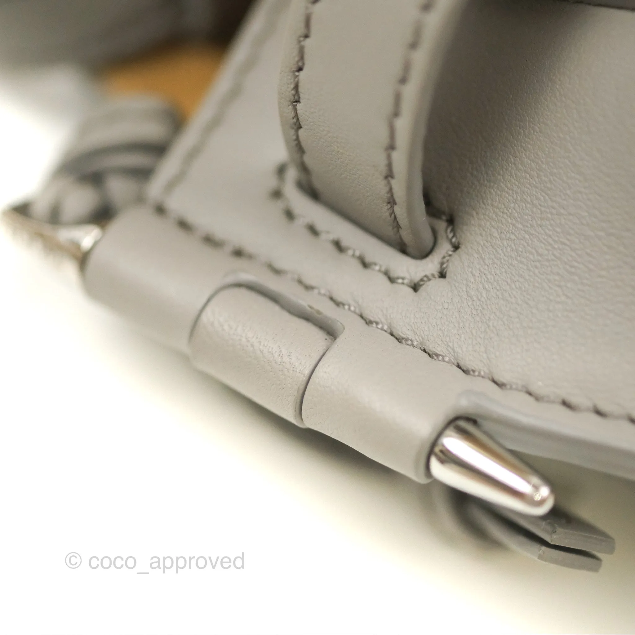 Loewe Mini Gate Dual Bag in Soft Calfskin & Jacquard Strap Light Grey