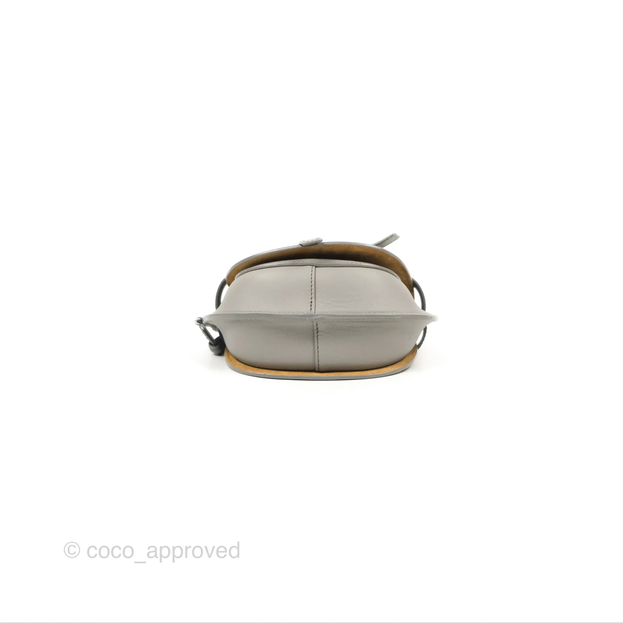 Loewe Mini Gate Dual Bag in Soft Calfskin & Jacquard Strap Light Grey