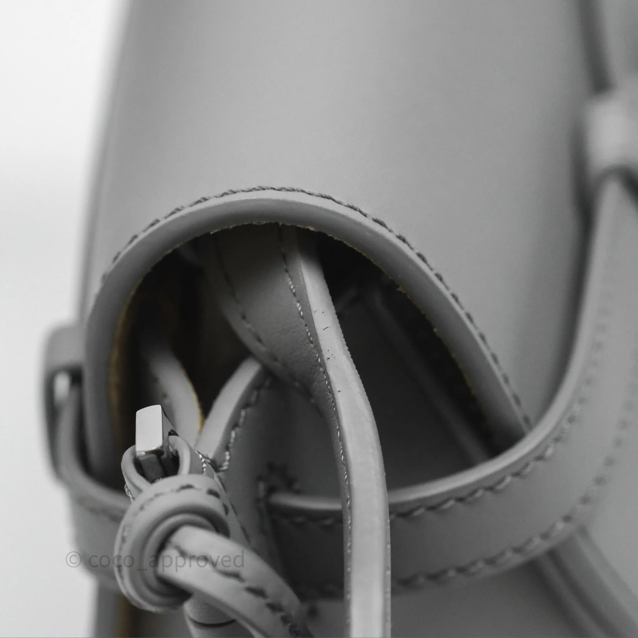 Loewe Mini Gate Dual Bag in Soft Calfskin & Jacquard Strap Light Grey