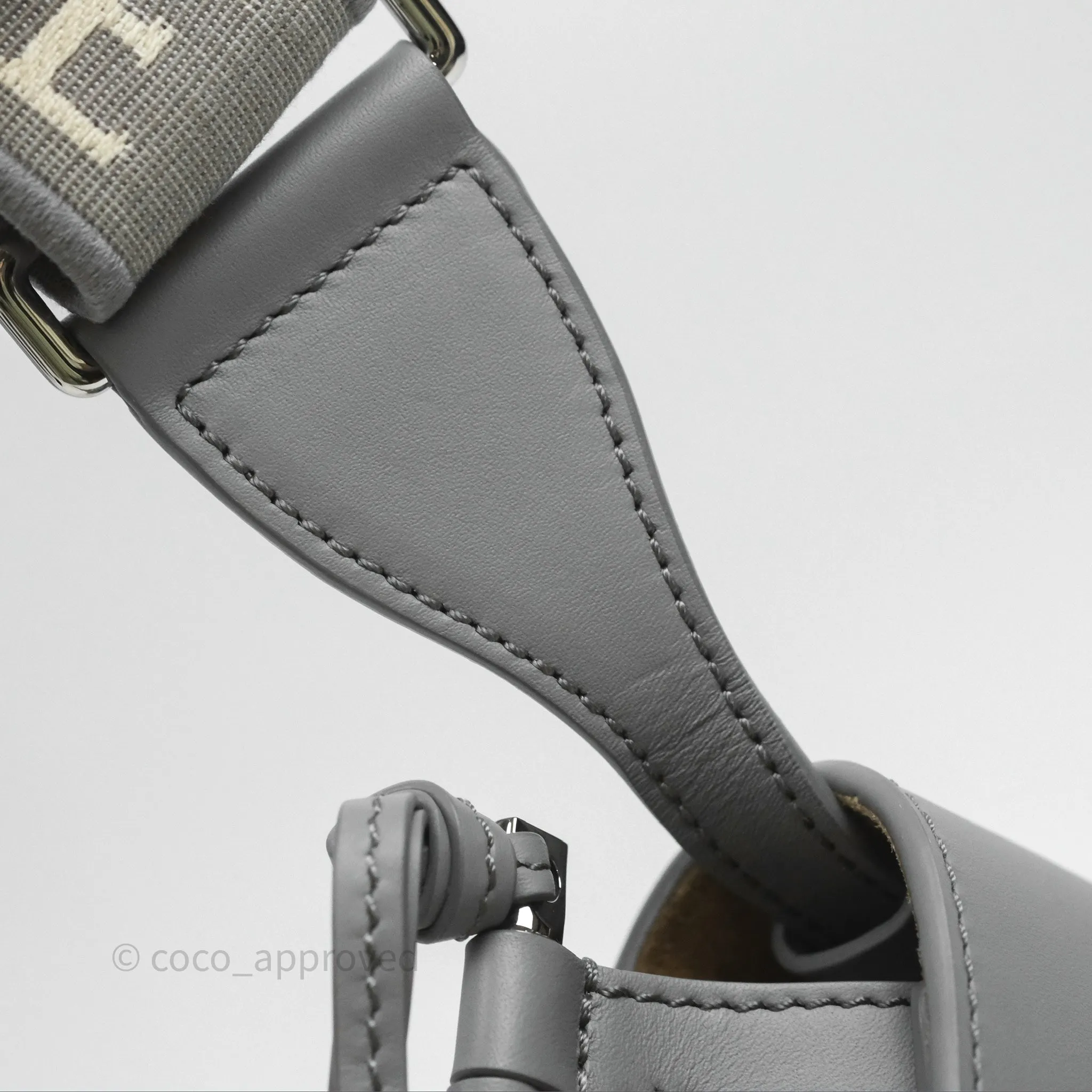 Loewe Mini Gate Dual Bag in Soft Calfskin & Jacquard Strap Light Grey