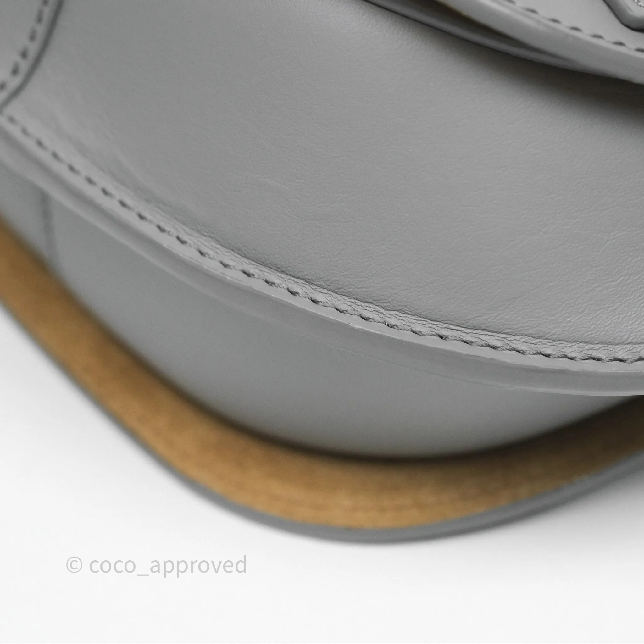 Loewe Mini Gate Dual Bag in Soft Calfskin & Jacquard Strap Light Grey