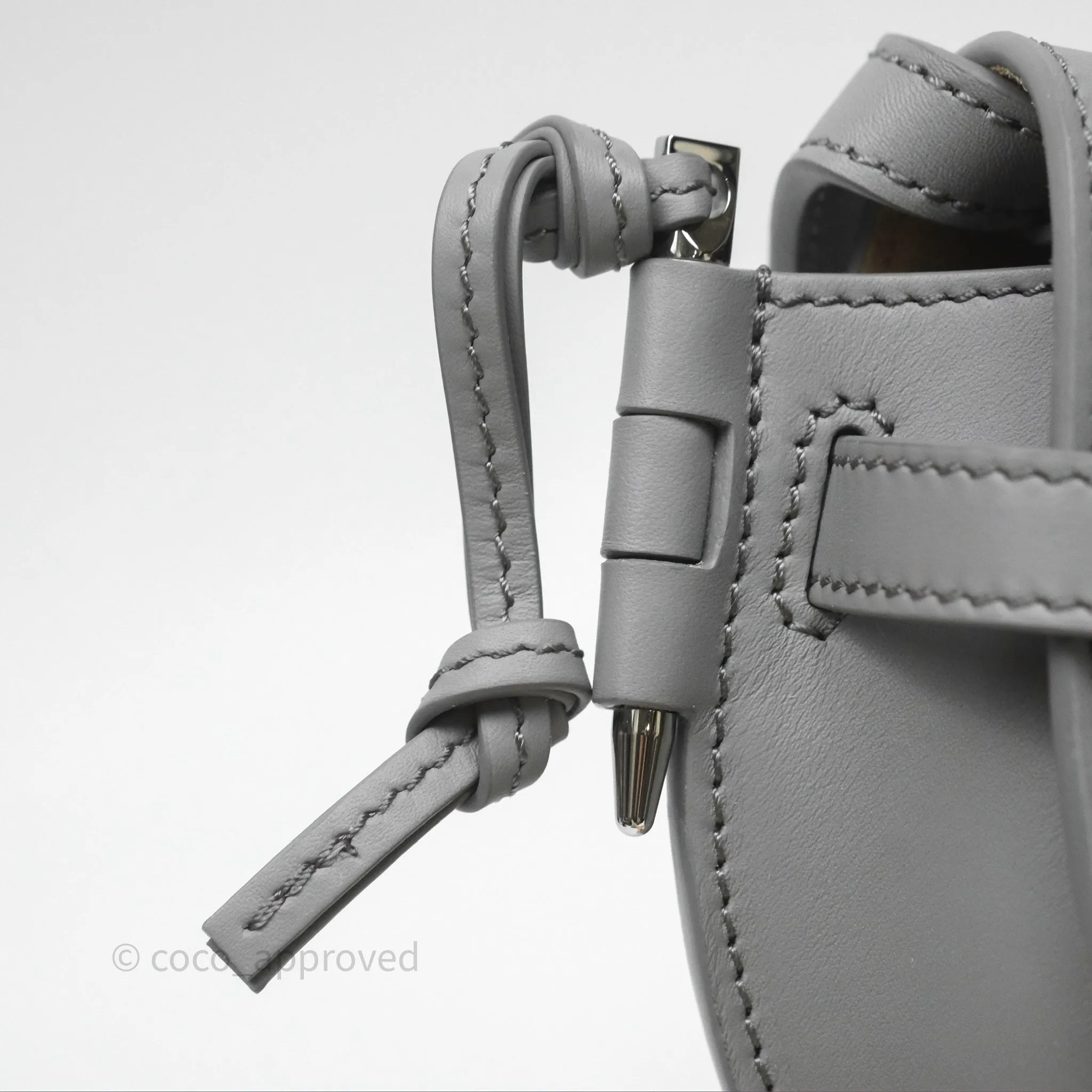 Loewe Mini Gate Dual Bag in Soft Calfskin & Jacquard Strap Light Grey