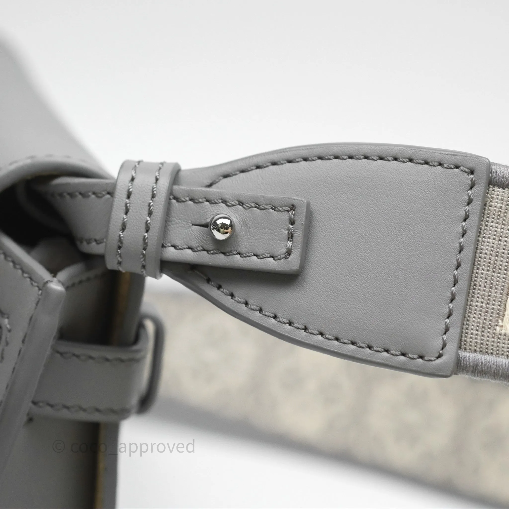 Loewe Mini Gate Dual Bag in Soft Calfskin & Jacquard Strap Light Grey