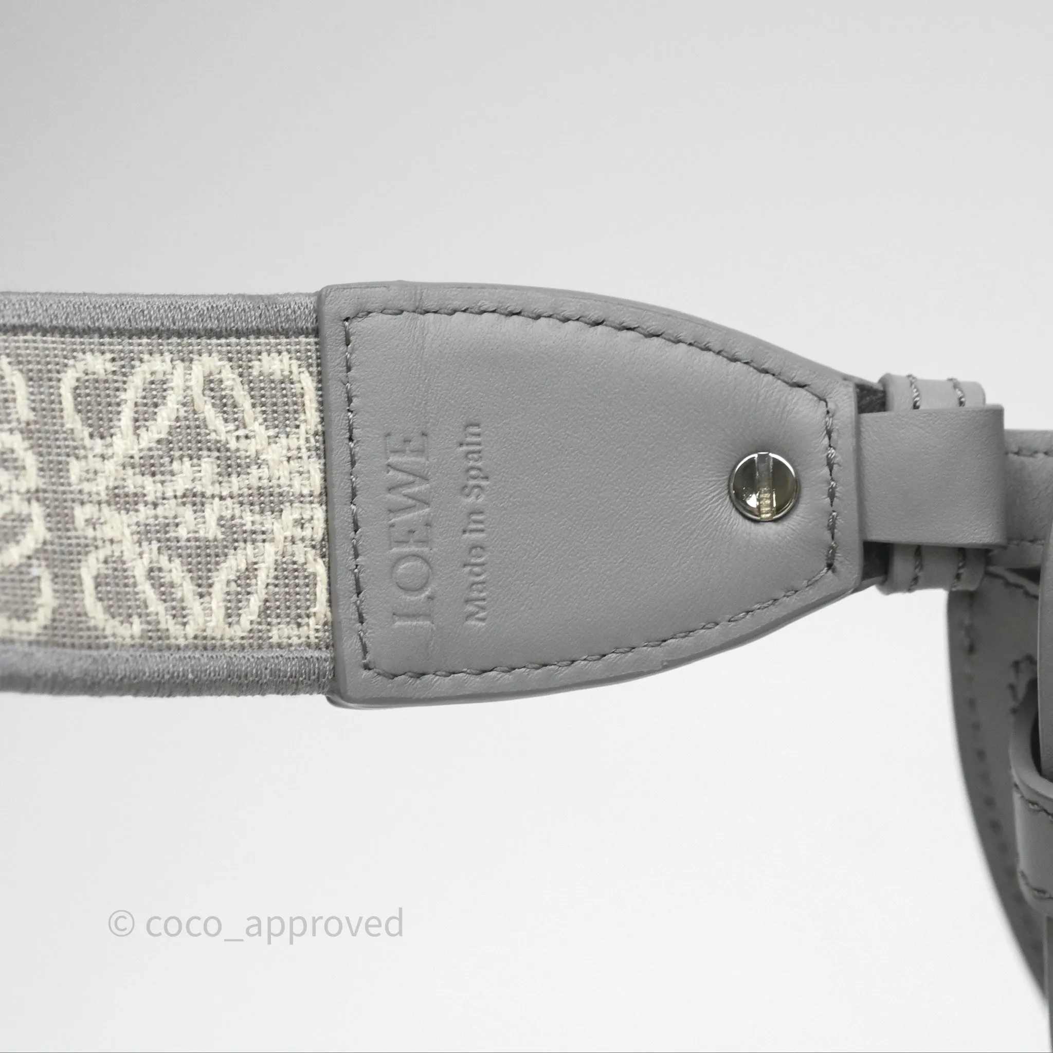 Loewe Mini Gate Dual Bag in Soft Calfskin & Jacquard Strap Light Grey