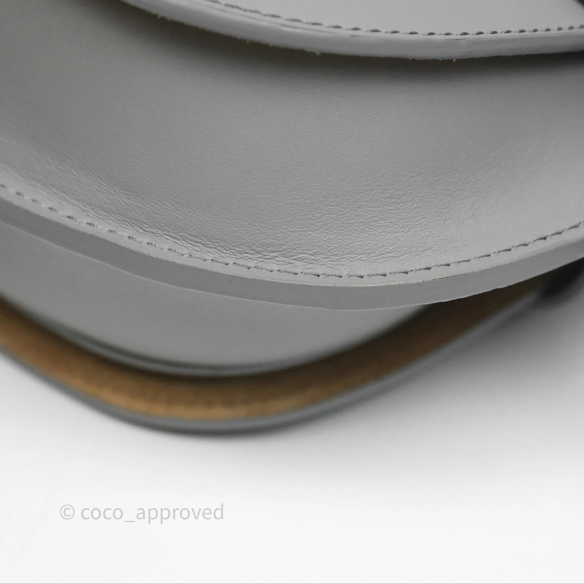 Loewe Mini Gate Dual Bag in Soft Calfskin & Jacquard Strap Light Grey