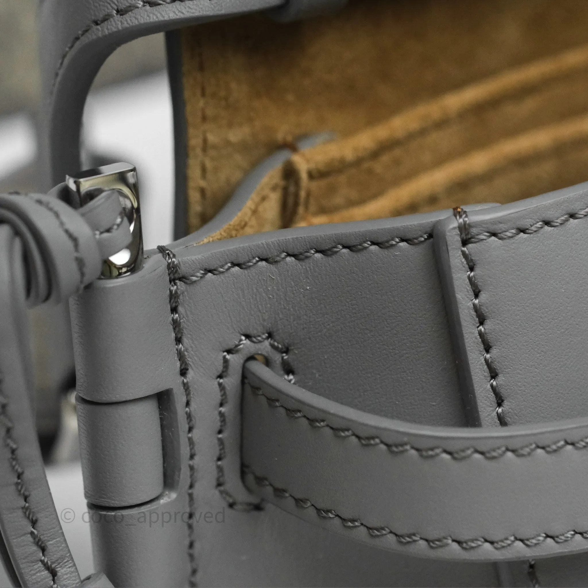 Loewe Mini Gate Dual Bag in Soft Calfskin & Jacquard Strap Light Grey
