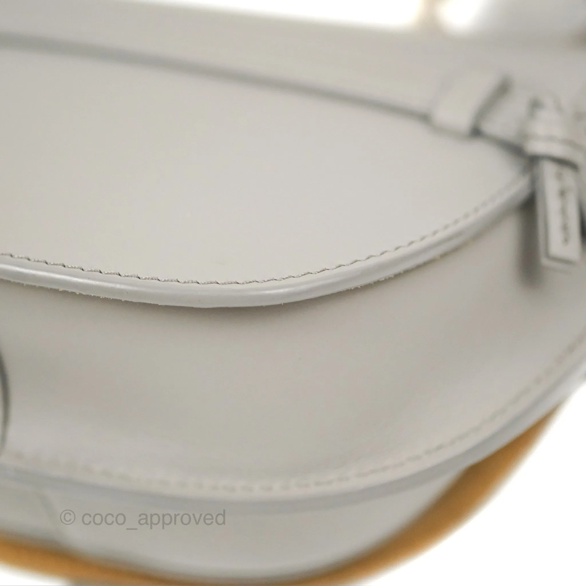 Loewe Mini Gate Dual Bag in Soft Calfskin & Jacquard Strap Light Grey