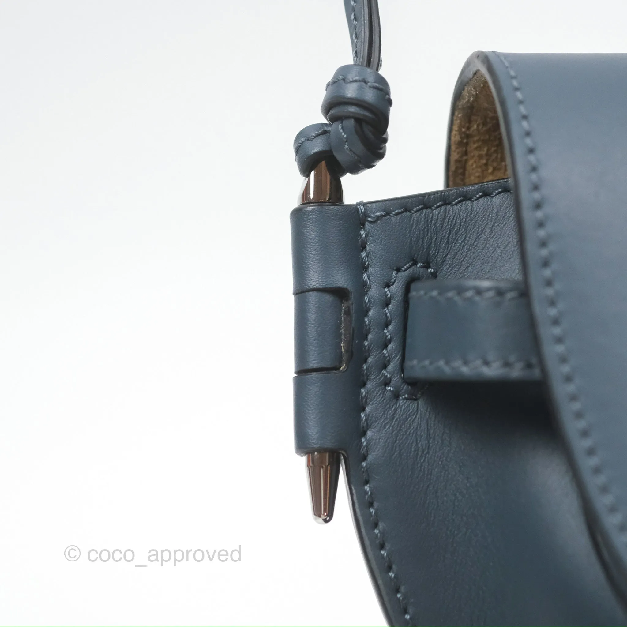 Loewe Mini Gate Dual bag Onyx Blue Soft Calfskin Jacquard Strap