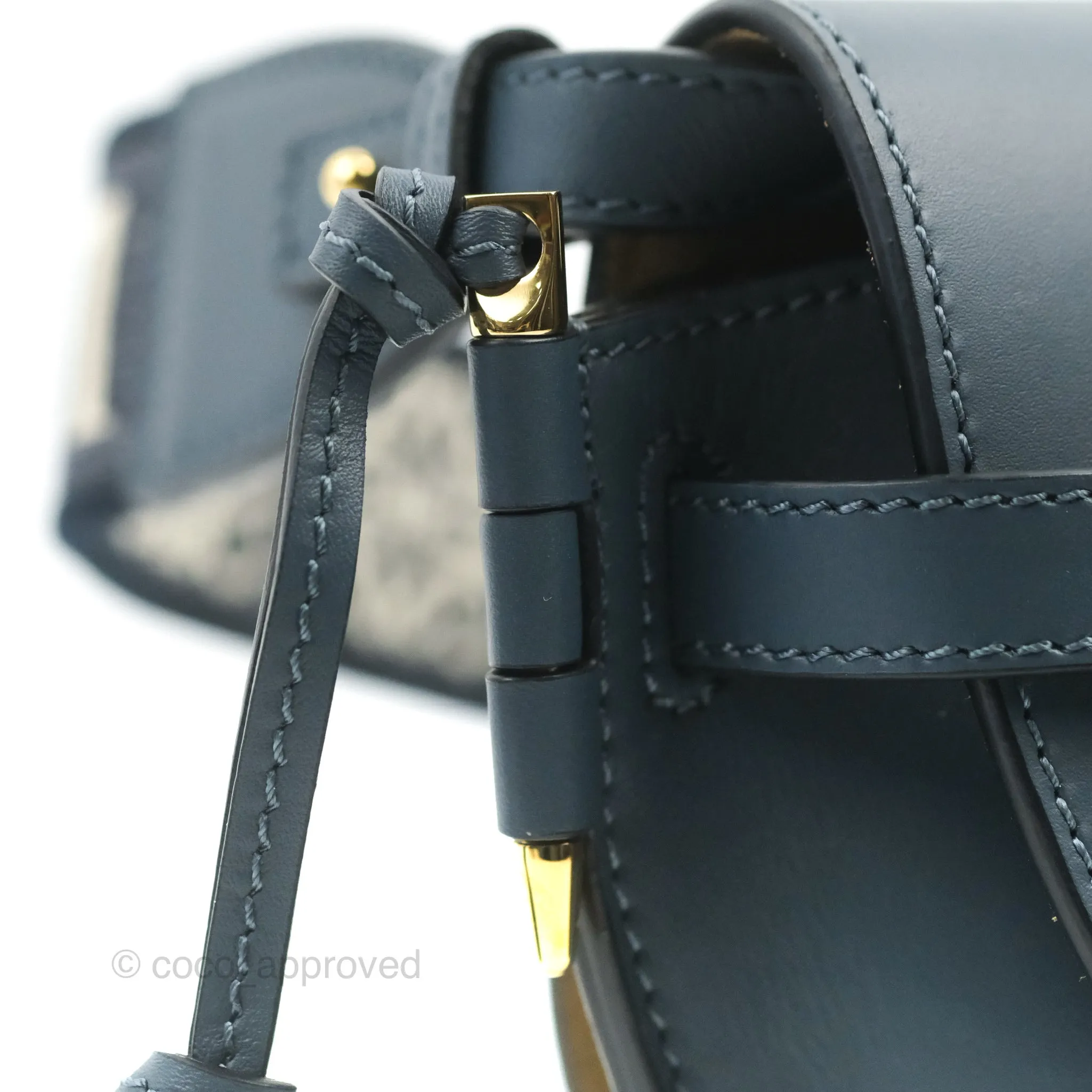 Loewe Mini Gate Dual bag Onyx Blue Soft Calfskin Jacquard Strap