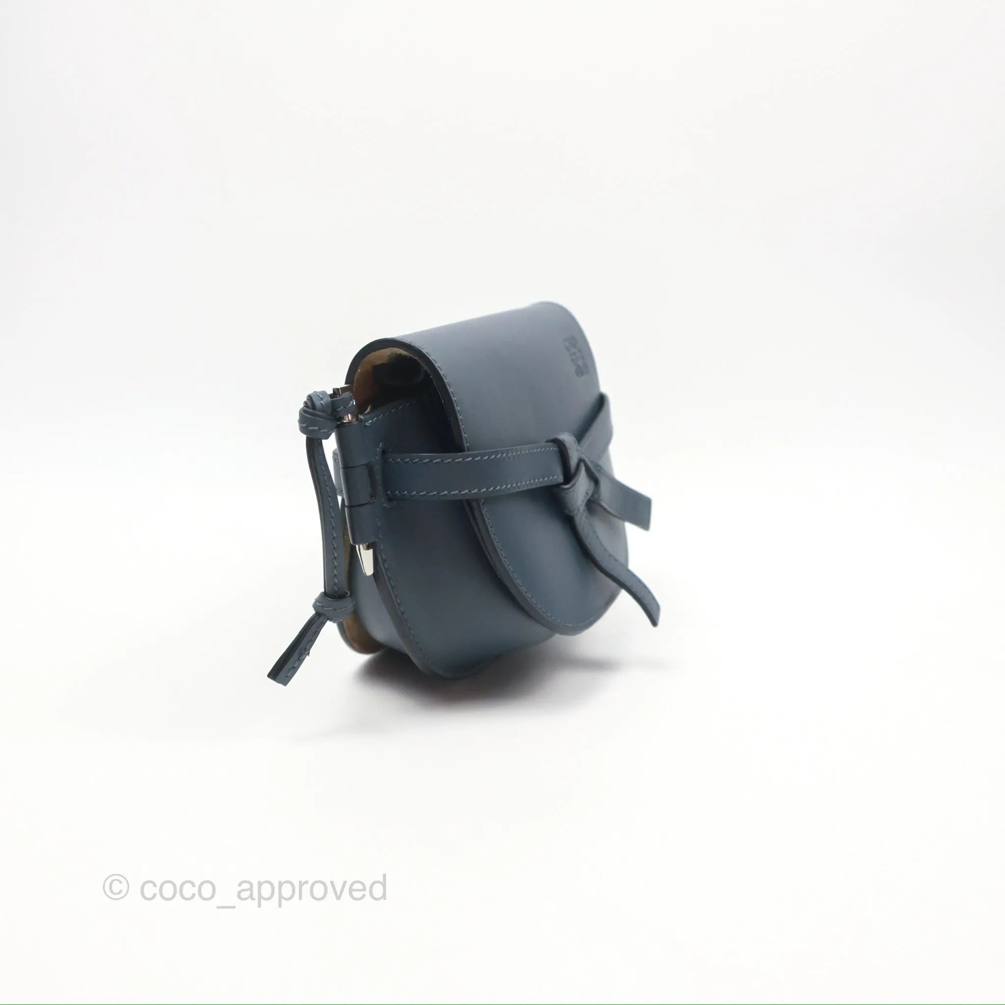 Loewe Mini Gate Dual bag Onyx Blue Soft Calfskin Jacquard Strap