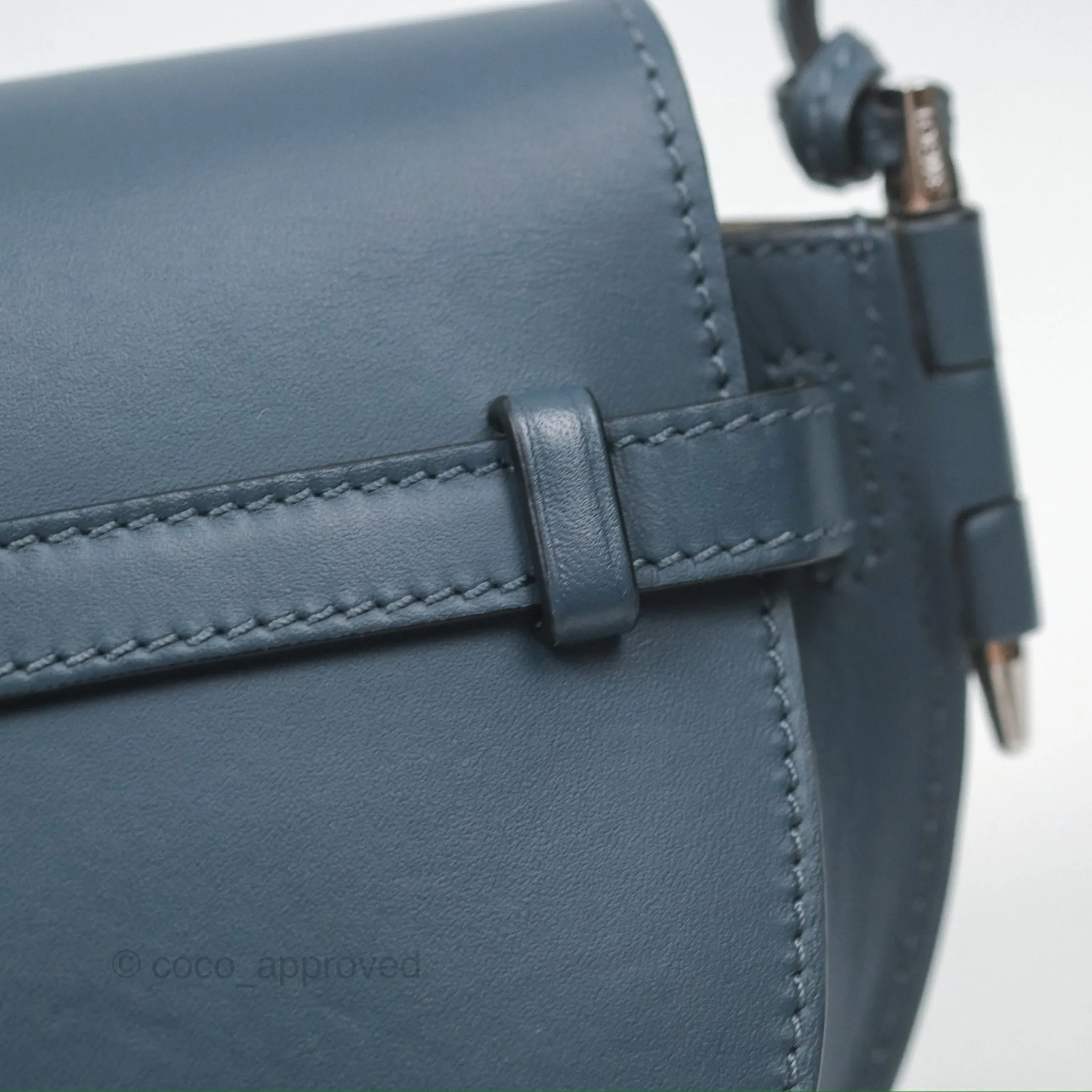 Loewe Mini Gate Dual bag Onyx Blue Soft Calfskin Jacquard Strap