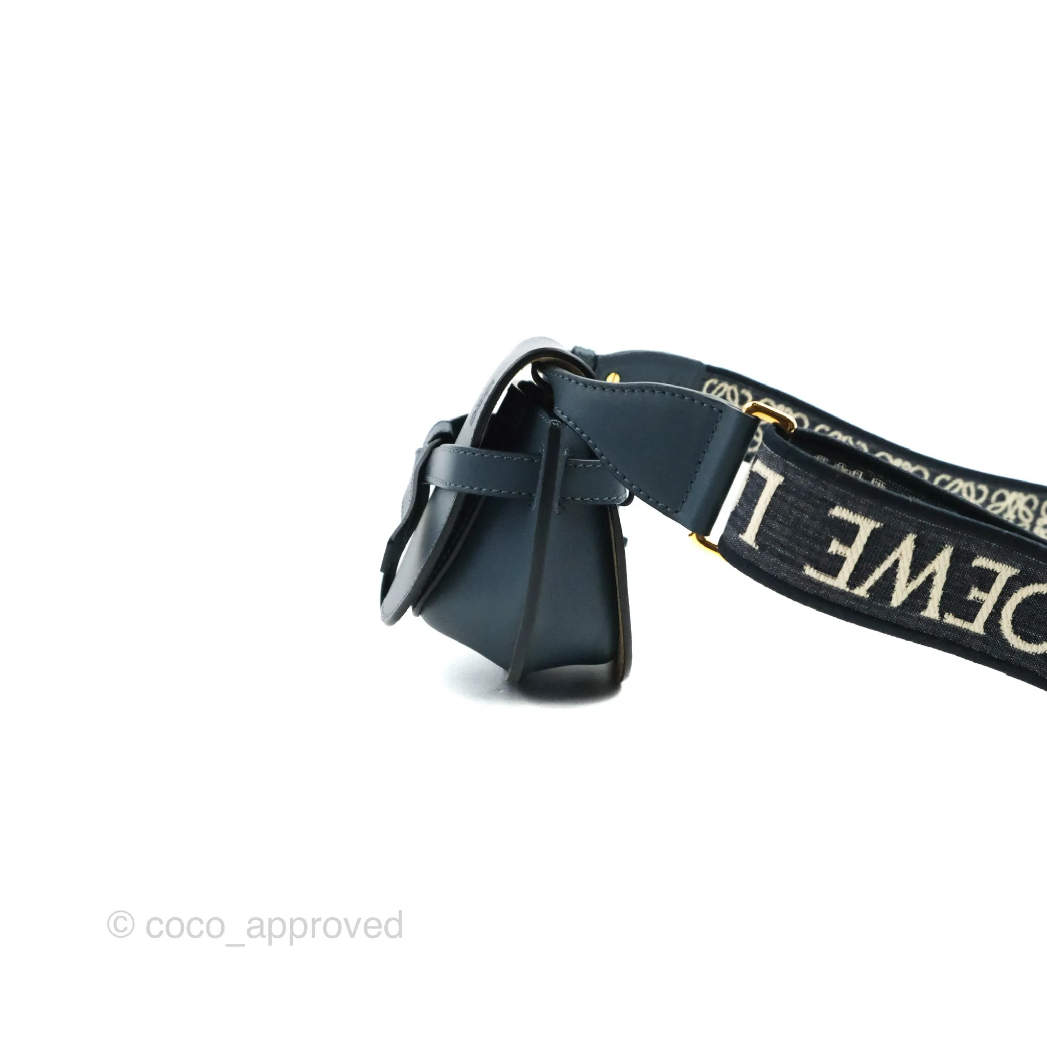 Loewe Mini Gate Dual bag Onyx Blue Soft Calfskin Jacquard Strap