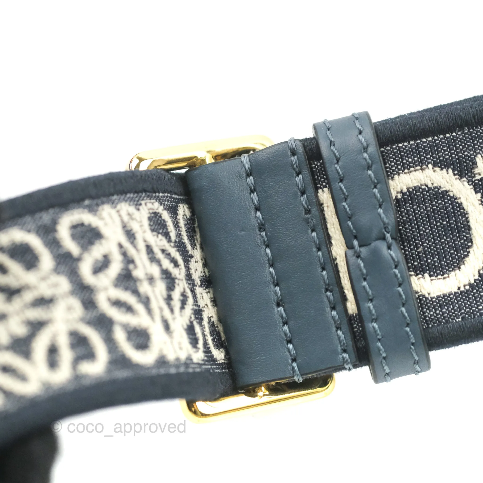 Loewe Mini Gate Dual bag Onyx Blue Soft Calfskin Jacquard Strap