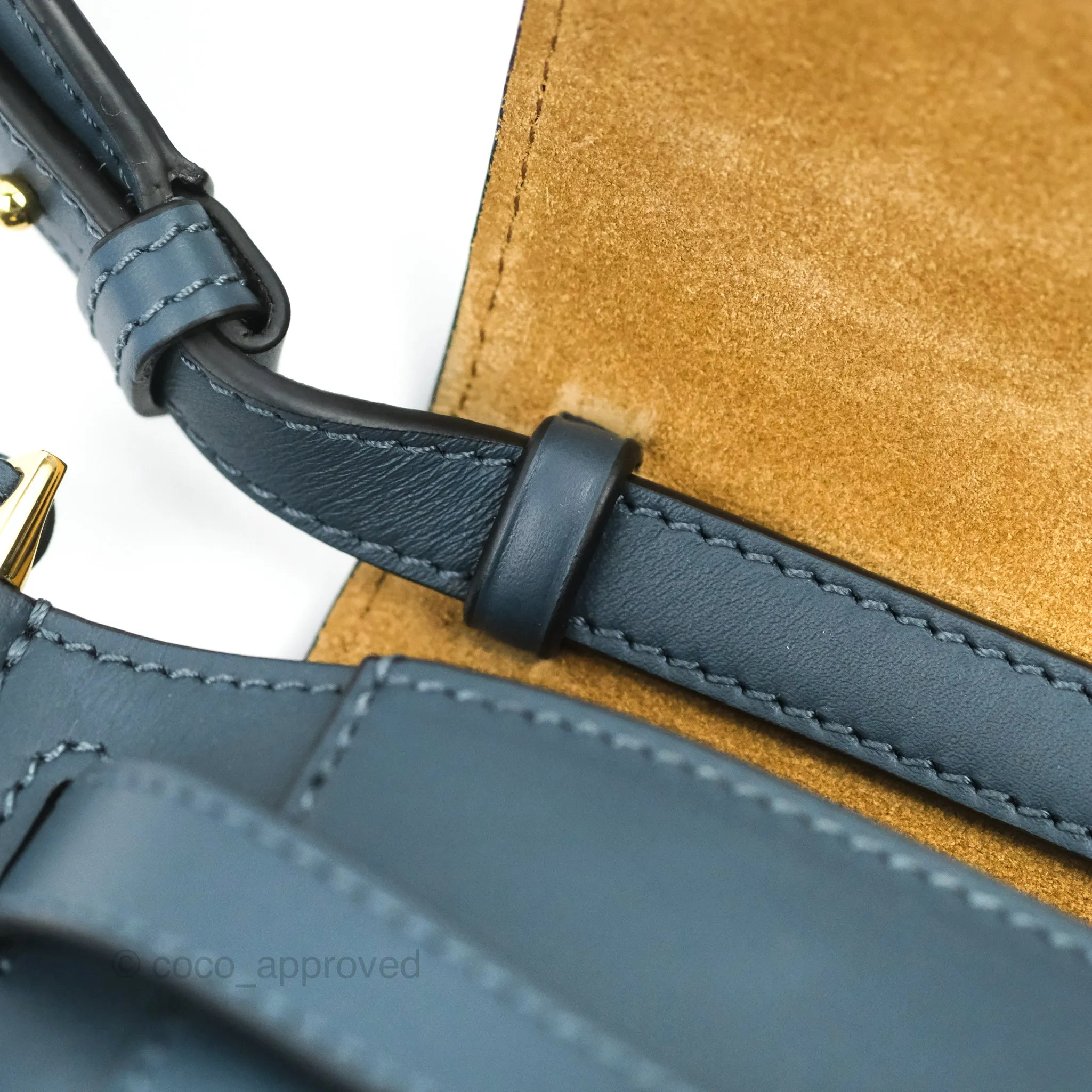 Loewe Mini Gate Dual bag Onyx Blue Soft Calfskin Jacquard Strap