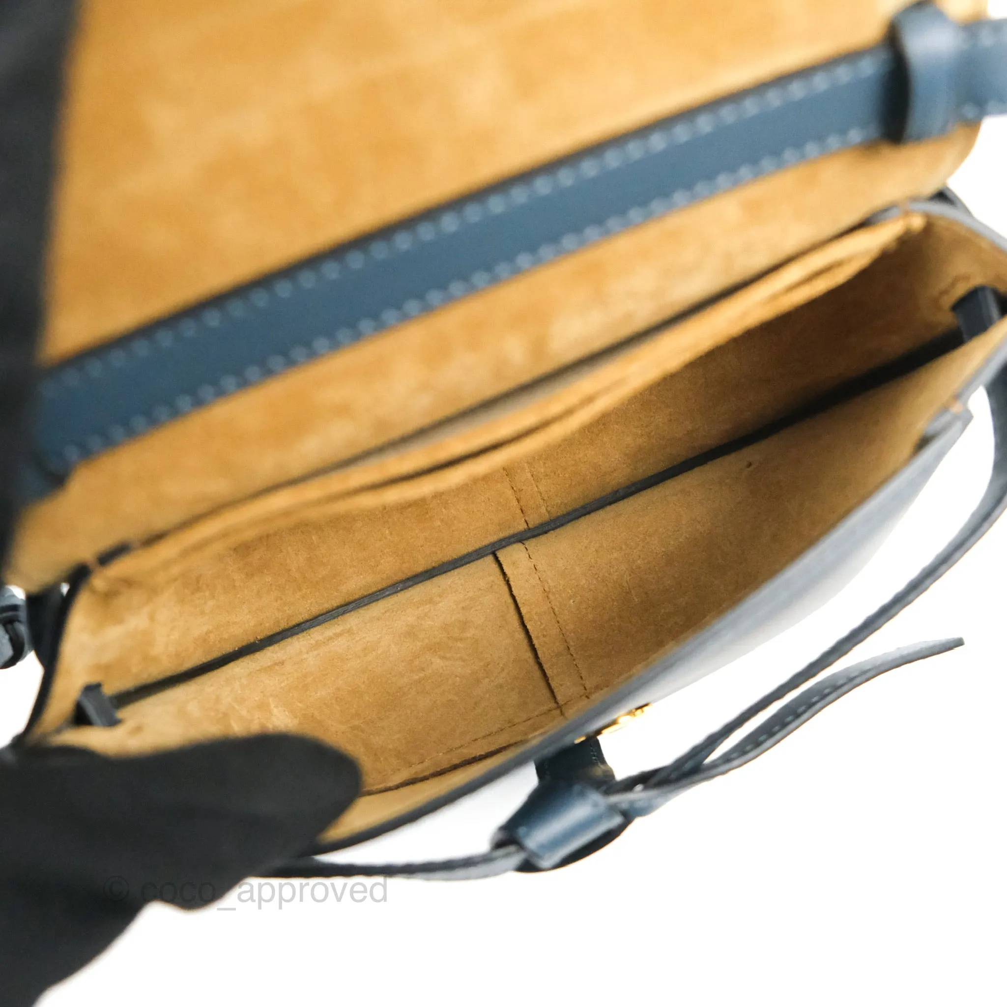 Loewe Mini Gate Dual bag Onyx Blue Soft Calfskin Jacquard Strap