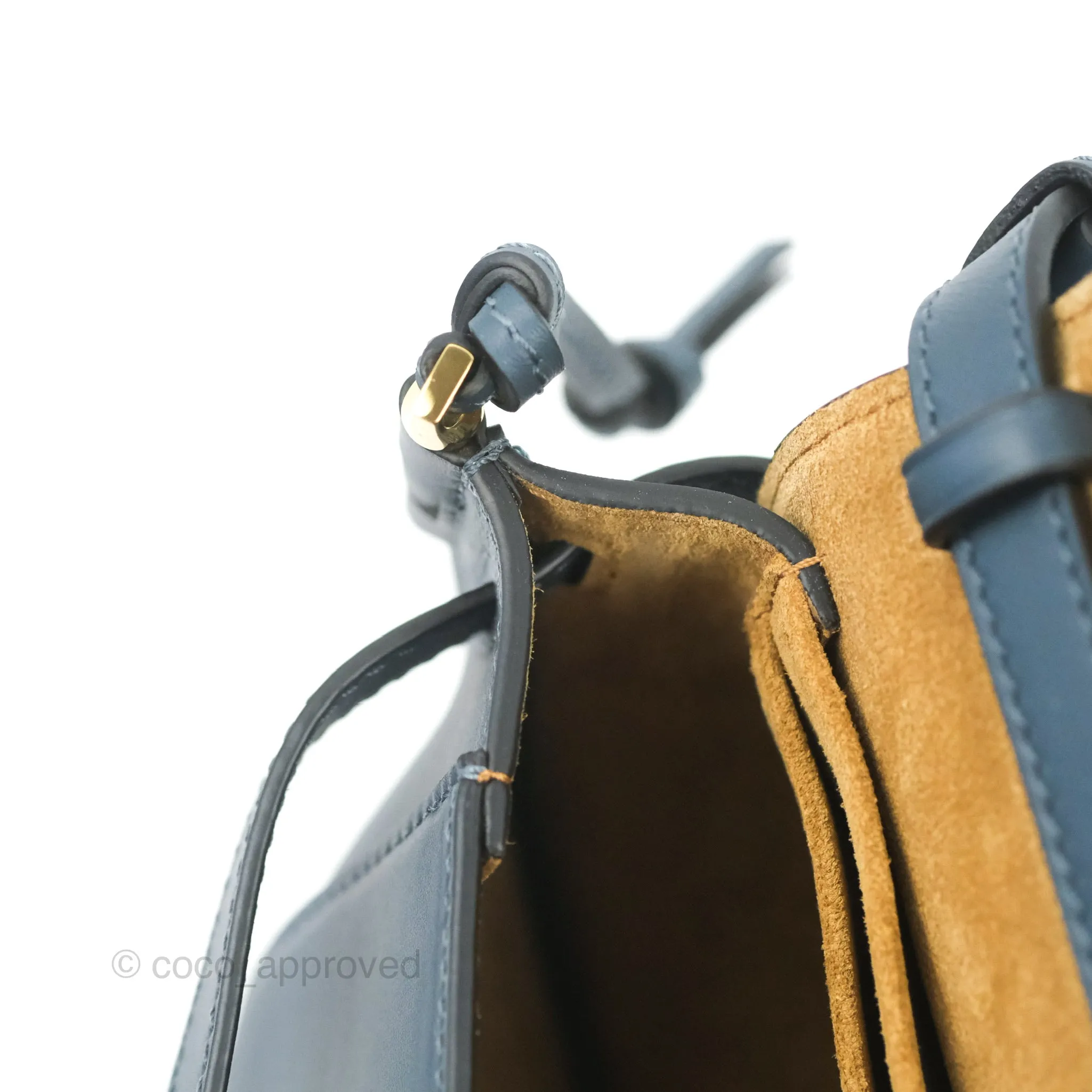 Loewe Mini Gate Dual bag Onyx Blue Soft Calfskin Jacquard Strap