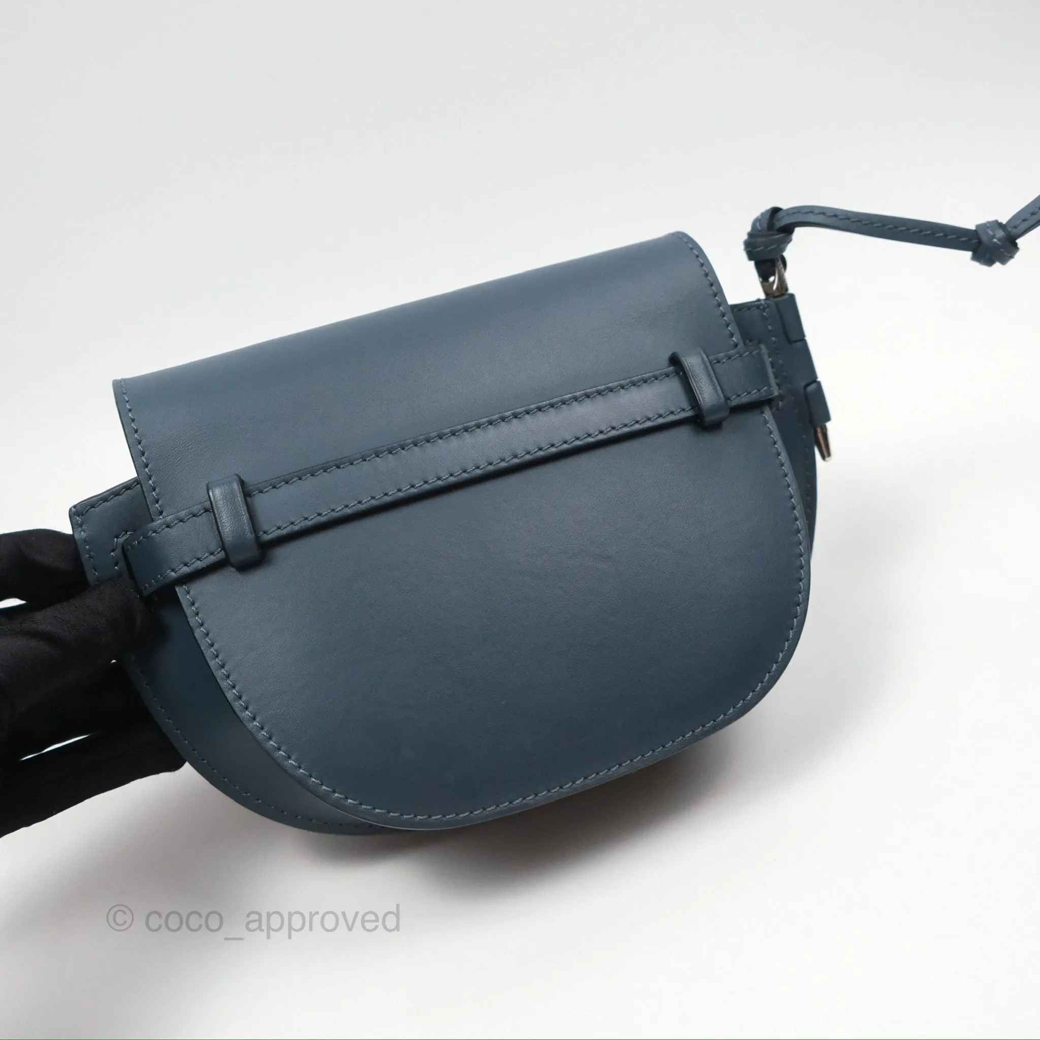 Loewe Mini Gate Dual bag Onyx Blue Soft Calfskin Jacquard Strap
