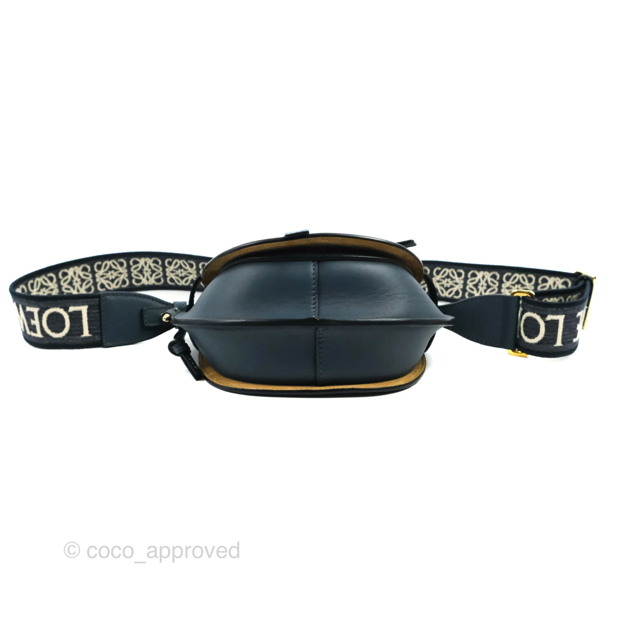 Loewe Mini Gate Dual bag Onyx Blue Soft Calfskin Jacquard Strap