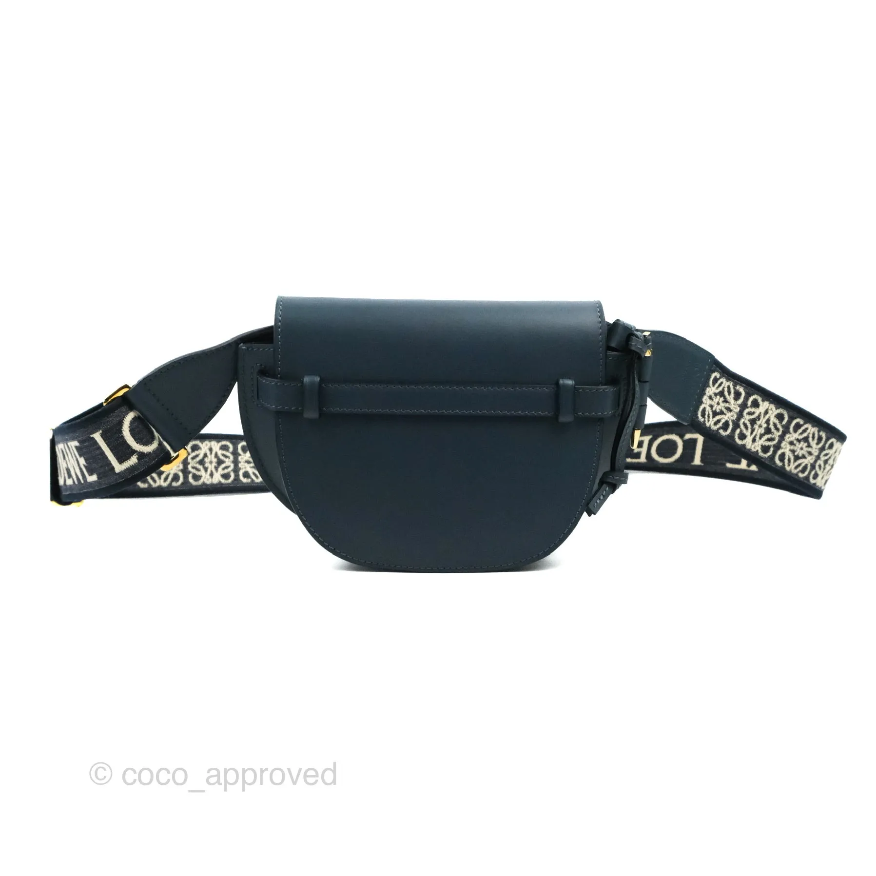 Loewe Mini Gate Dual bag Onyx Blue Soft Calfskin Jacquard Strap
