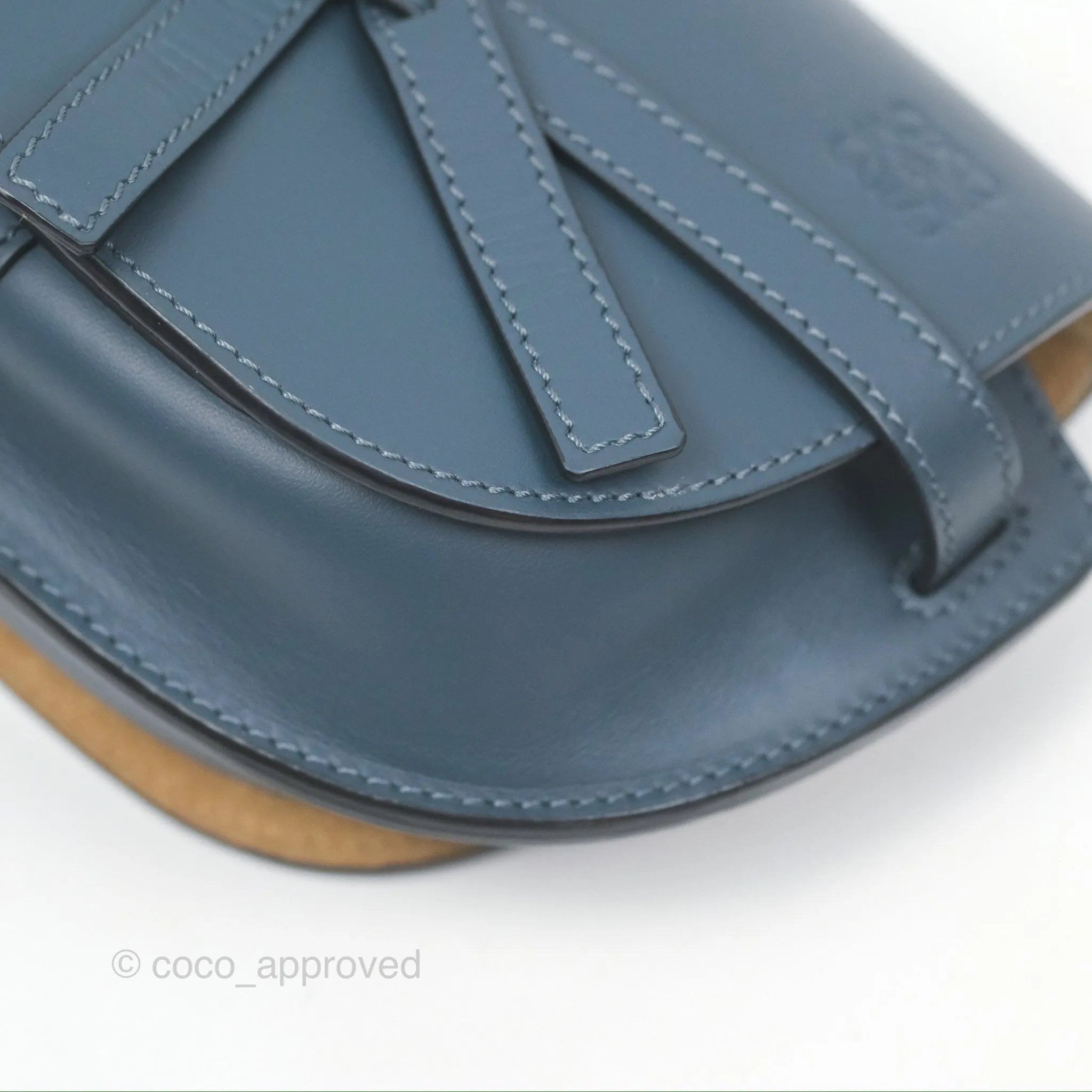 Loewe Mini Gate Dual bag Onyx Blue Soft Calfskin Jacquard Strap