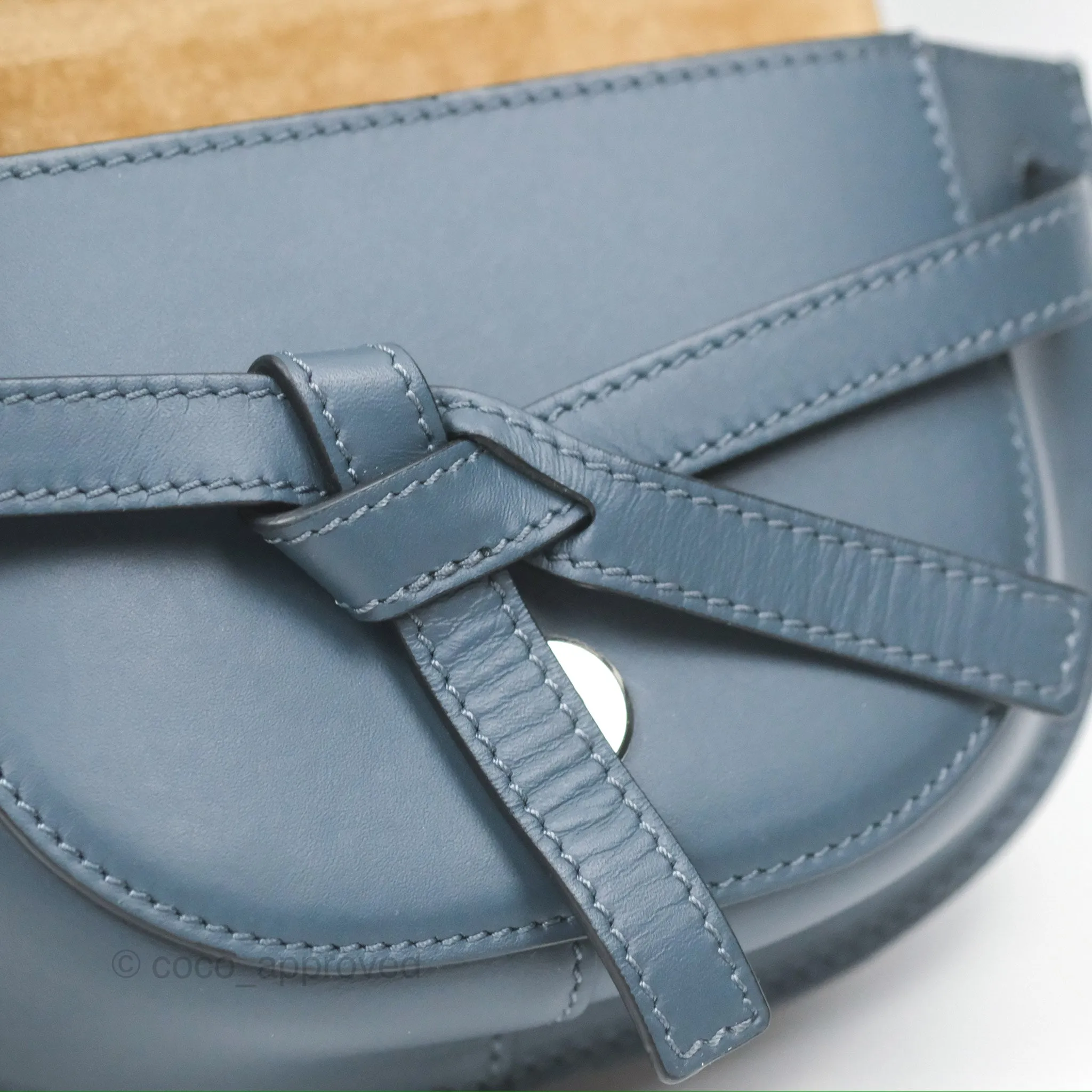Loewe Mini Gate Dual bag Onyx Blue Soft Calfskin Jacquard Strap