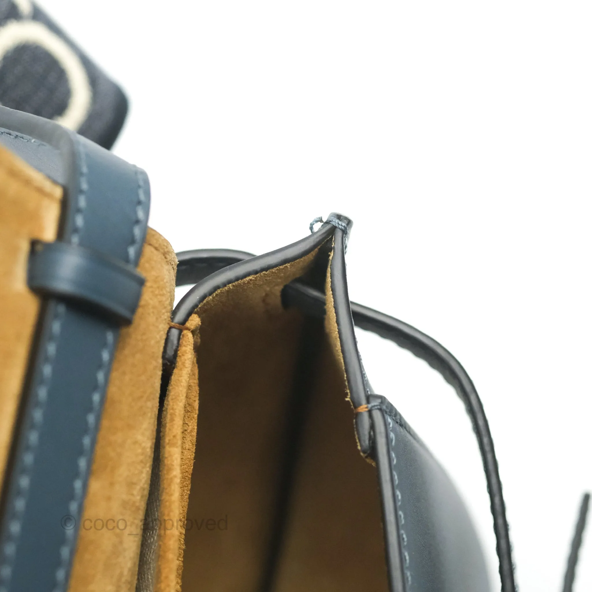 Loewe Mini Gate Dual bag Onyx Blue Soft Calfskin Jacquard Strap
