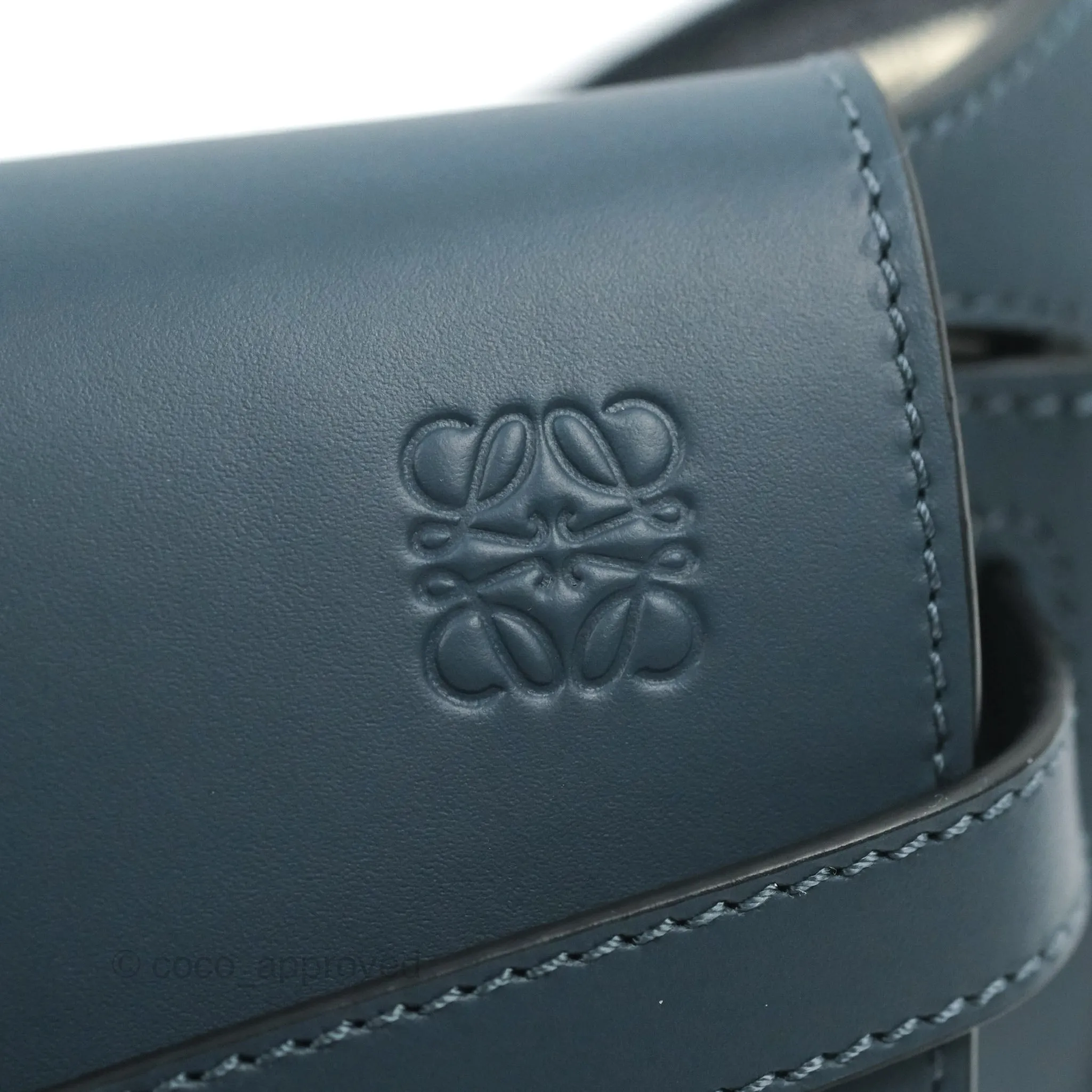 Loewe Mini Gate Dual bag Onyx Blue Soft Calfskin Jacquard Strap