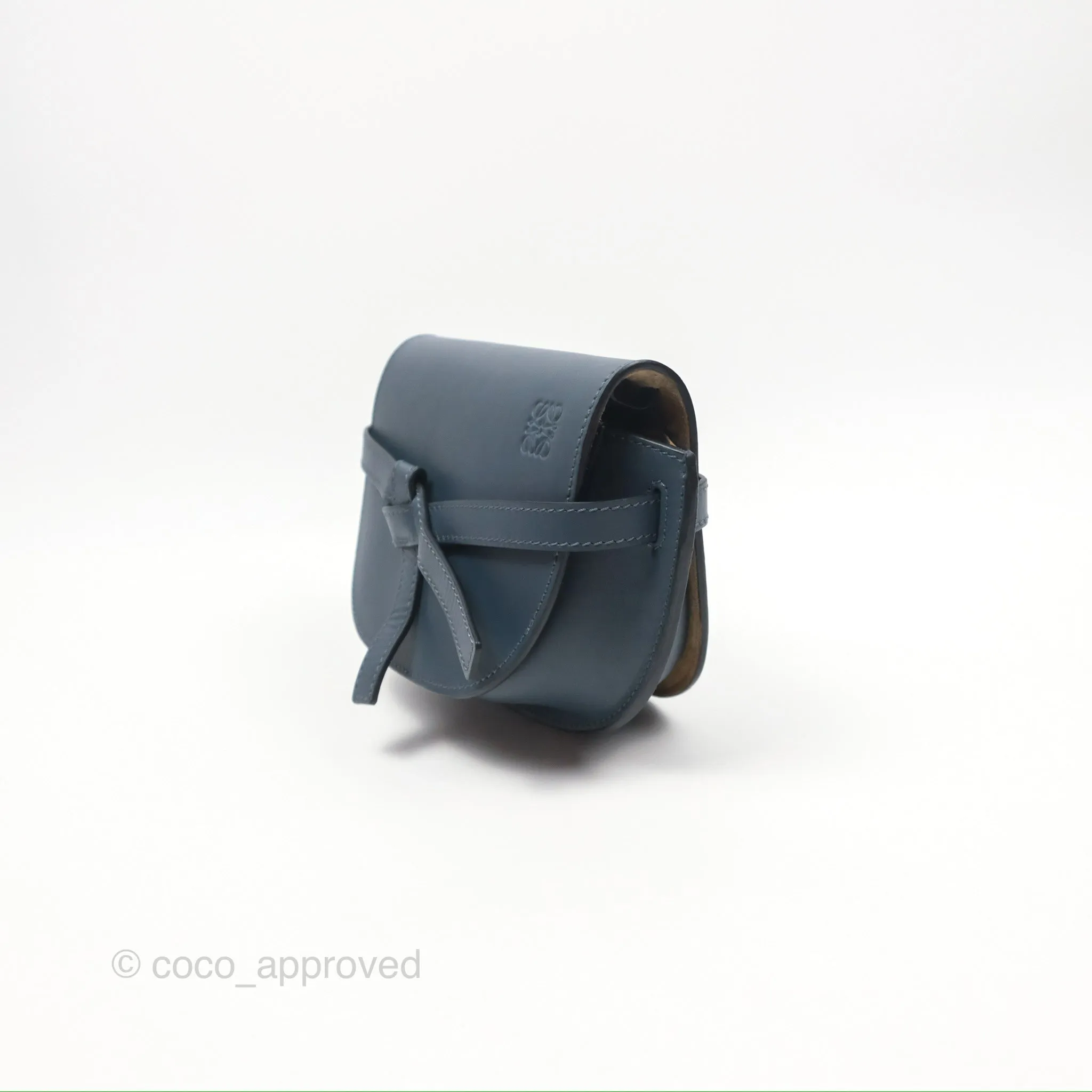 Loewe Mini Gate Dual bag Onyx Blue Soft Calfskin Jacquard Strap