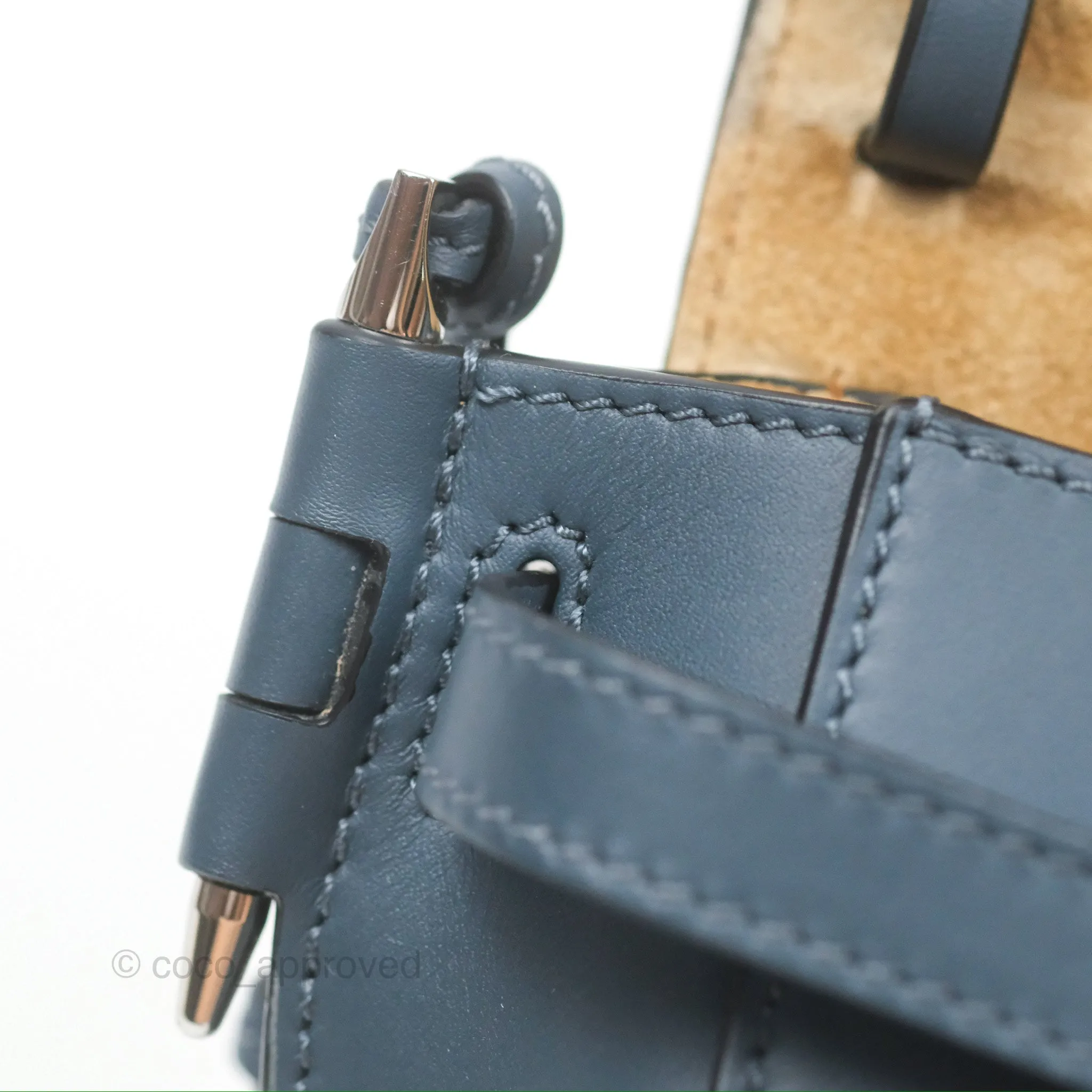 Loewe Mini Gate Dual bag Onyx Blue Soft Calfskin Jacquard Strap