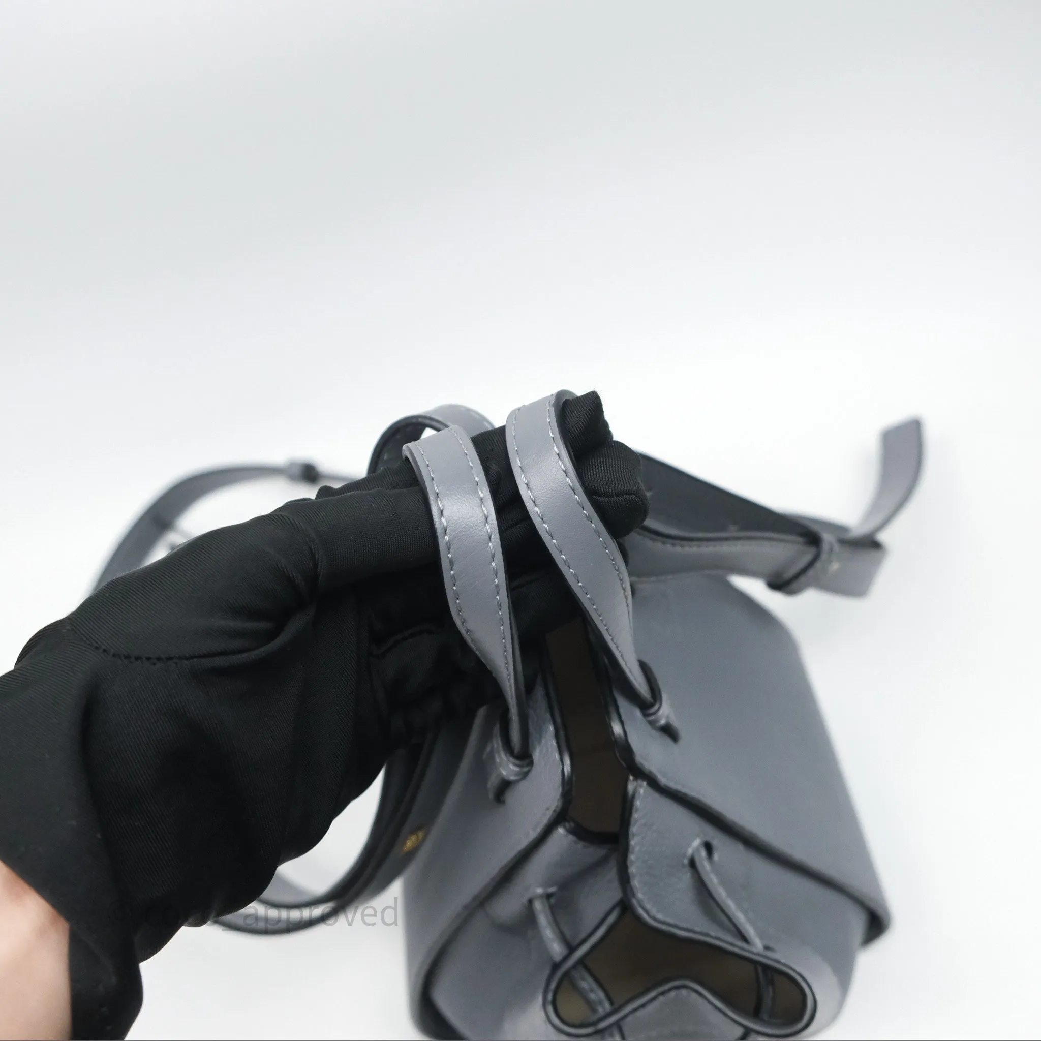 Loewe Mini Hammock Drawstring Asphalt Grey Calfskin