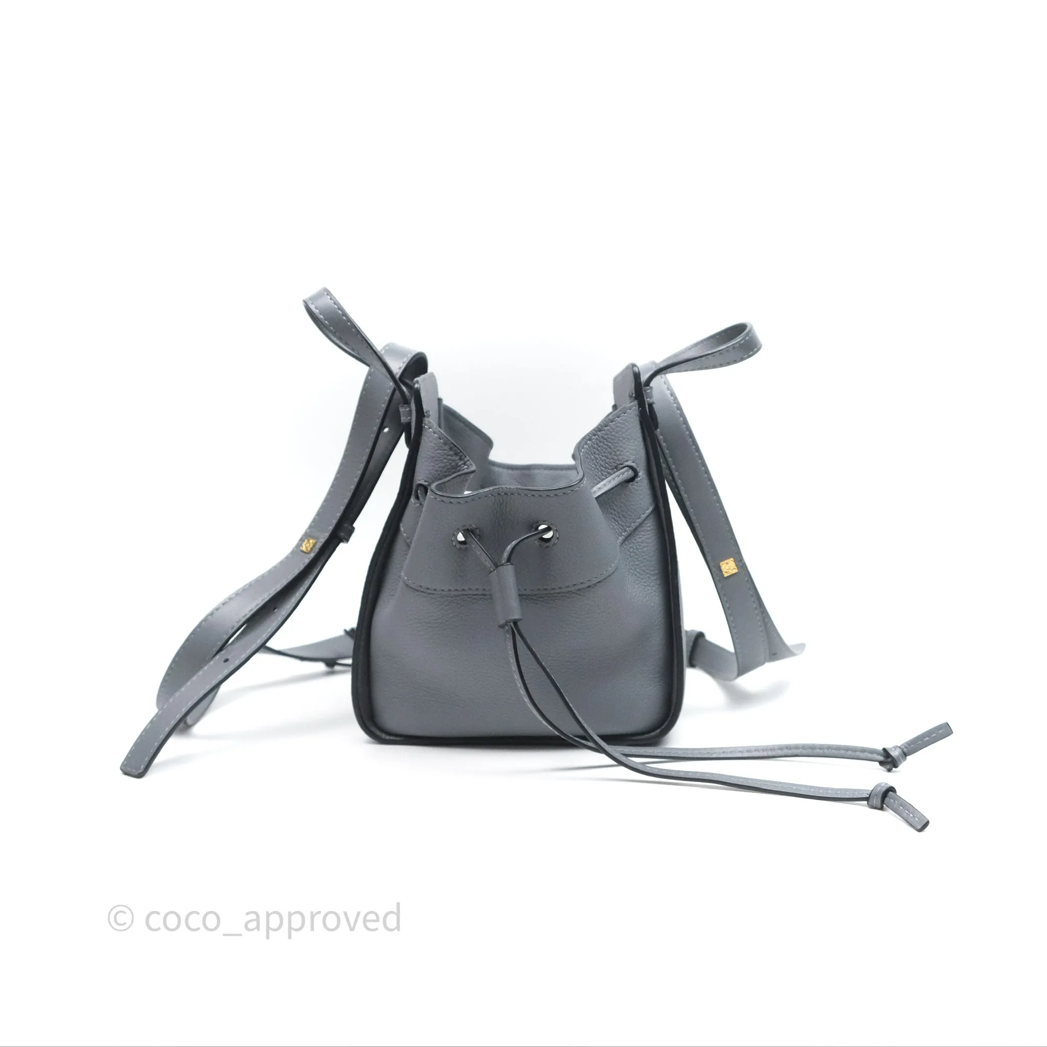 Loewe Mini Hammock Drawstring Asphalt Grey Calfskin