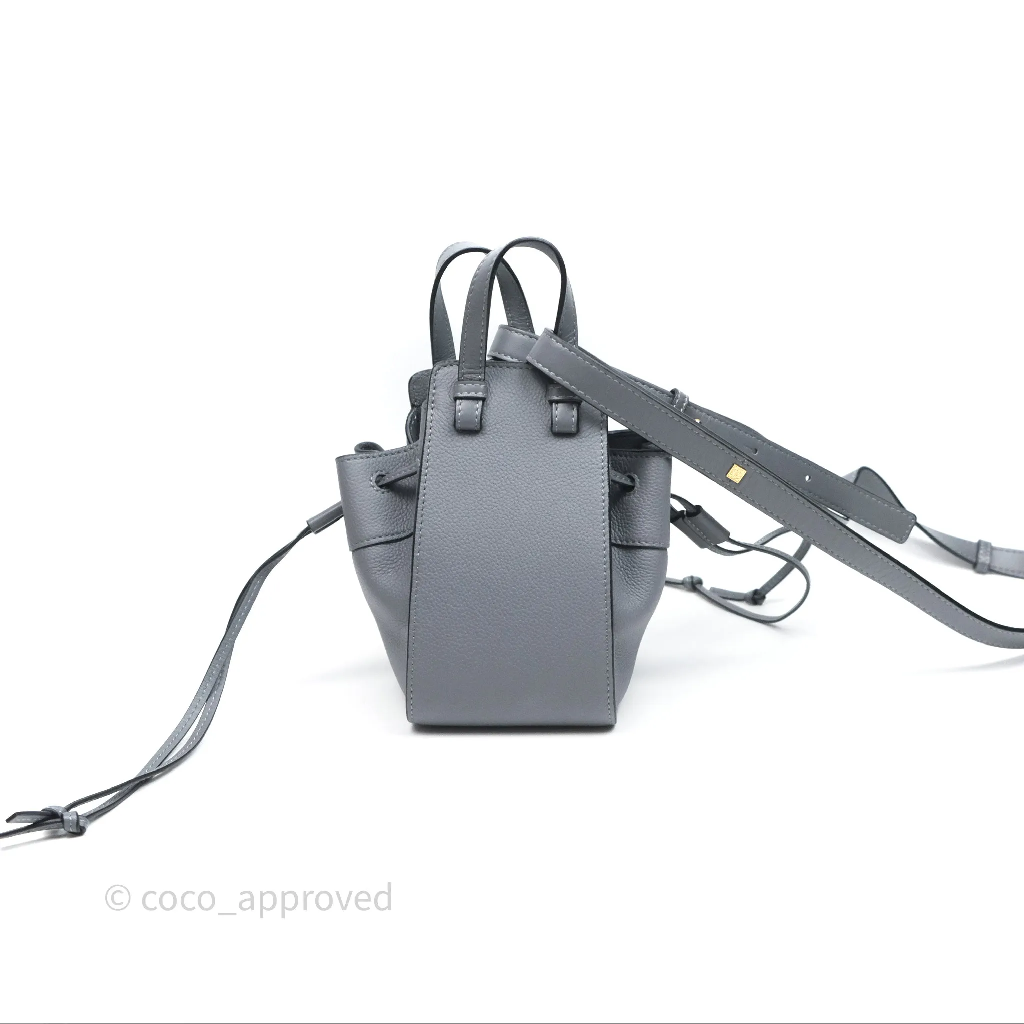 Loewe Mini Hammock Drawstring Asphalt Grey Calfskin
