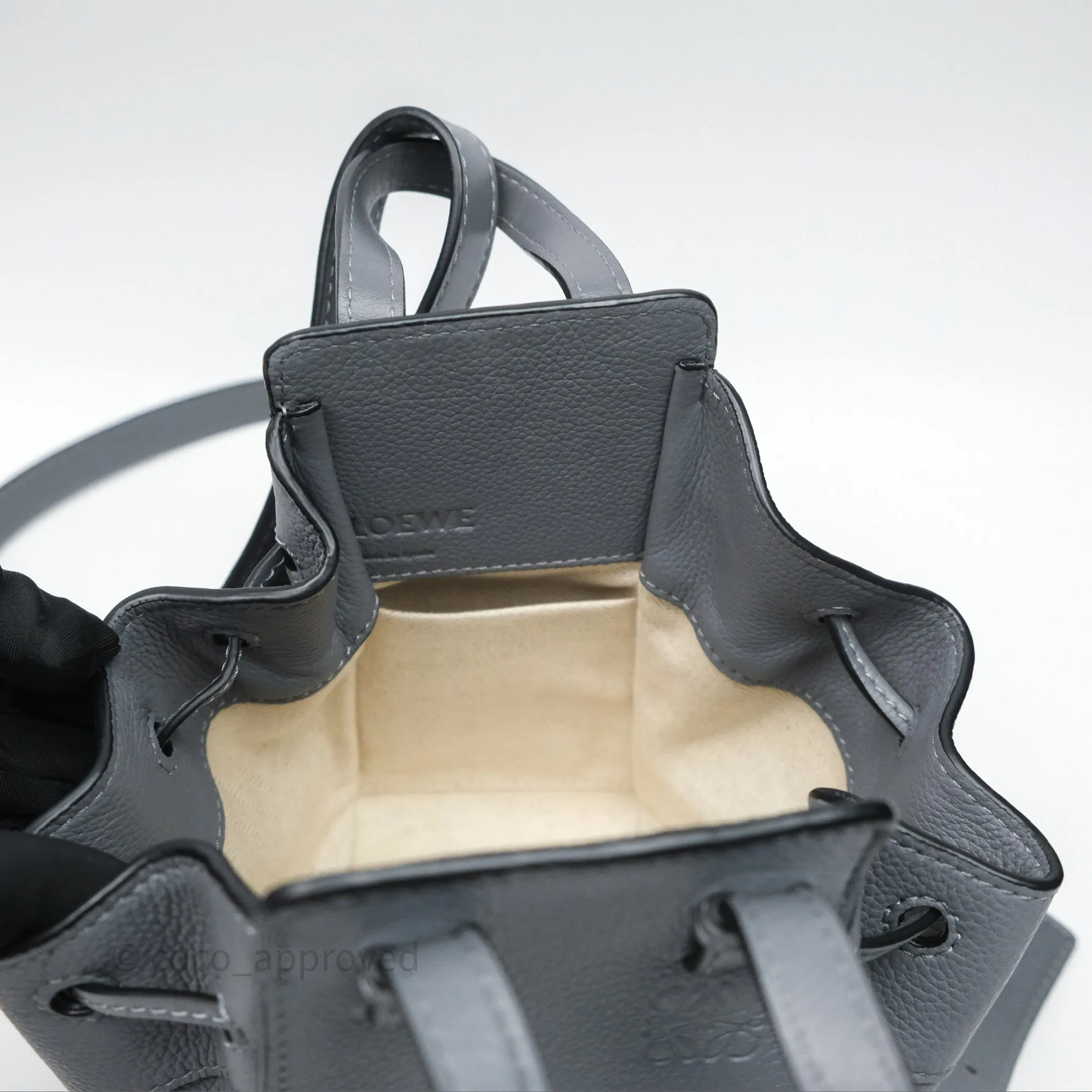 Loewe Mini Hammock Drawstring Asphalt Grey Calfskin