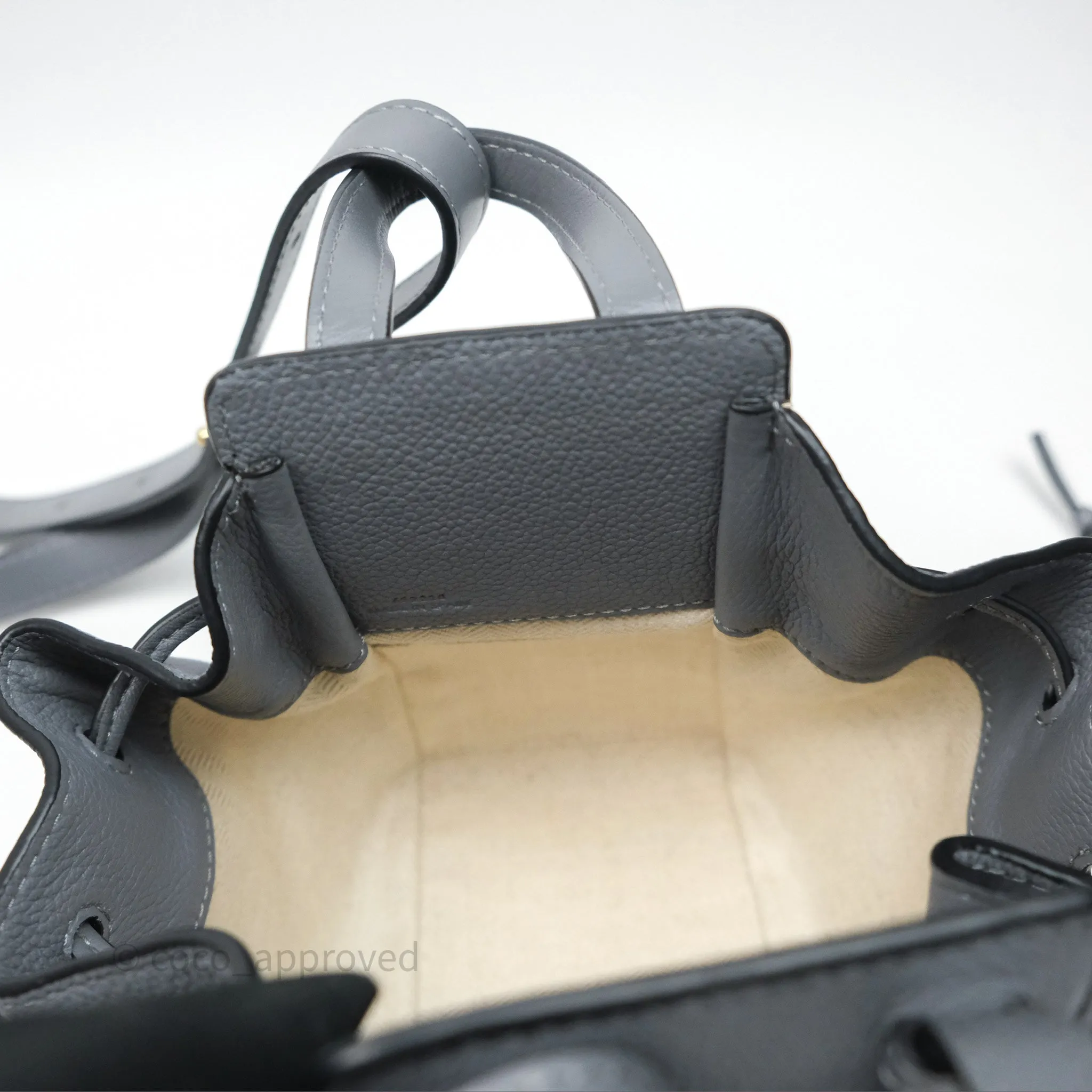 Loewe Mini Hammock Drawstring Asphalt Grey Calfskin