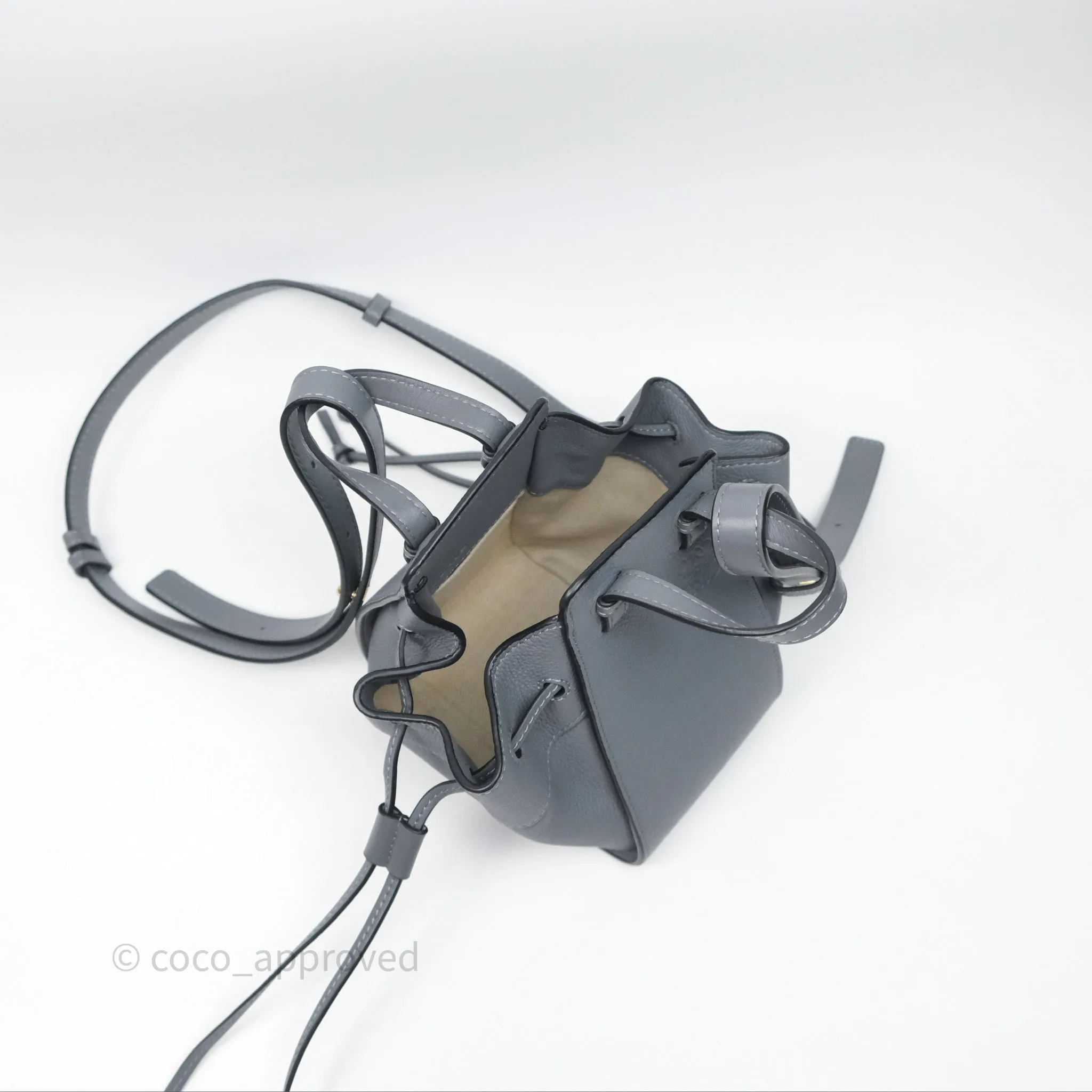 Loewe Mini Hammock Drawstring Asphalt Grey Calfskin