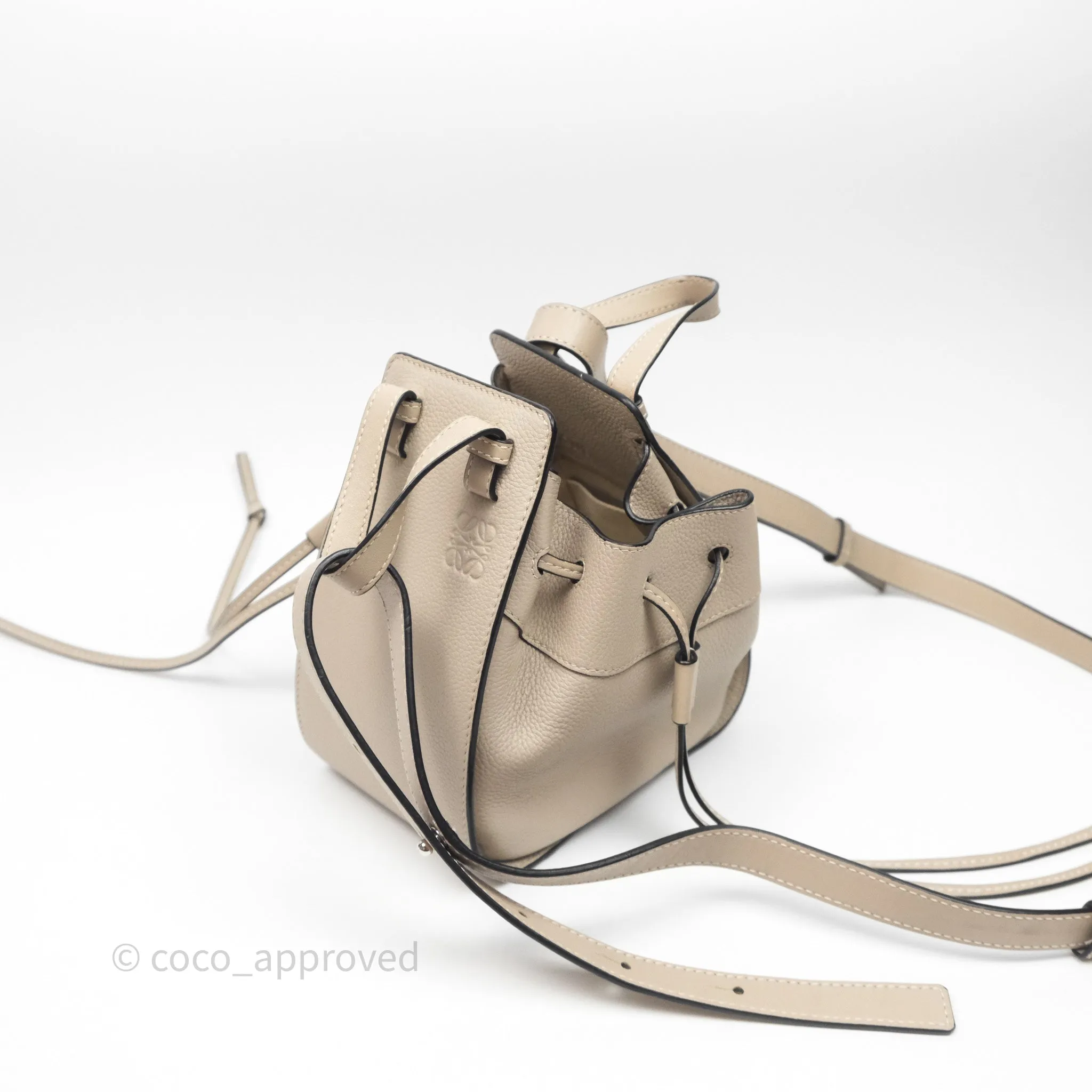 Loewe Mini Hammock Drawstring Beige Calfskin