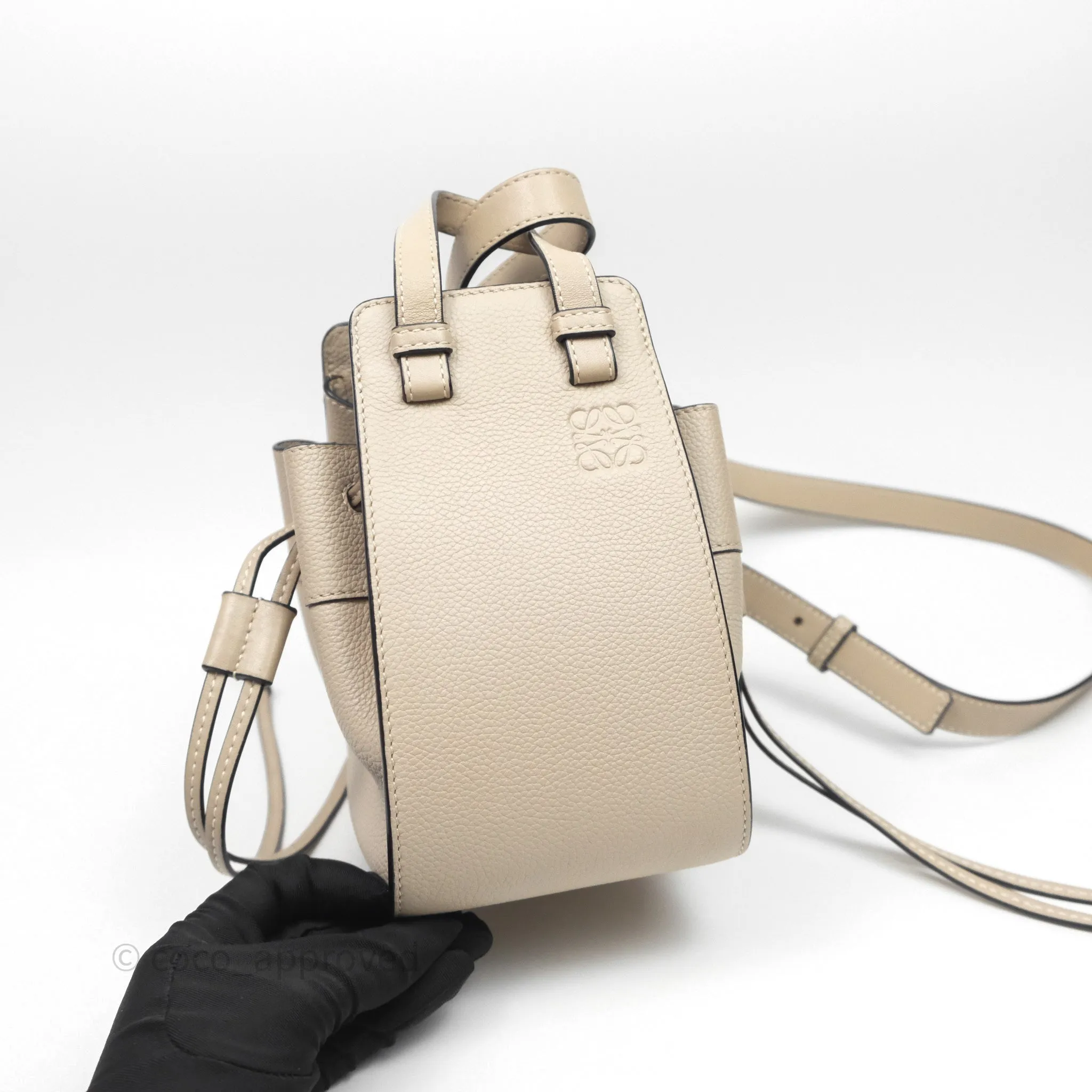 Loewe Mini Hammock Drawstring Beige Calfskin