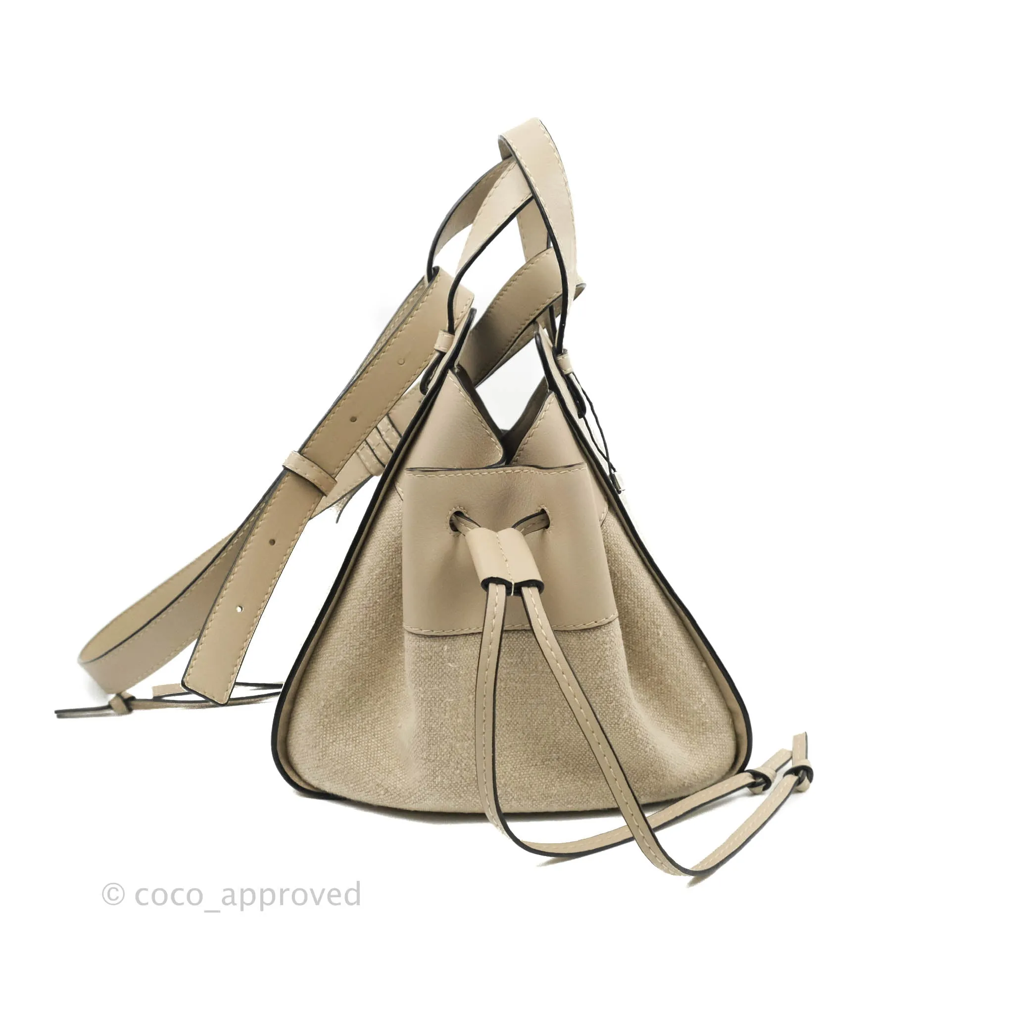 Loewe Mini Hammock Drawstring in Classic Beige Calfskin