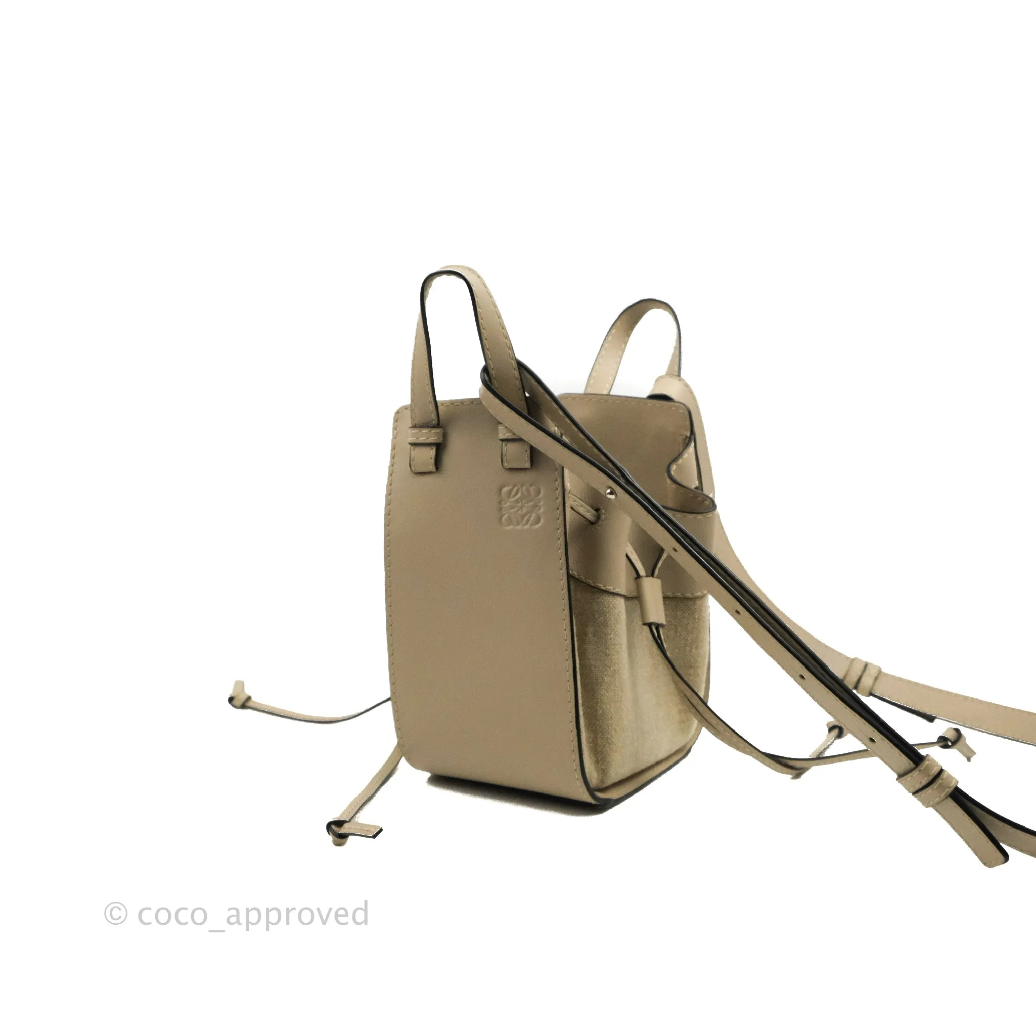 Loewe Mini Hammock Drawstring Taupe Calfskin