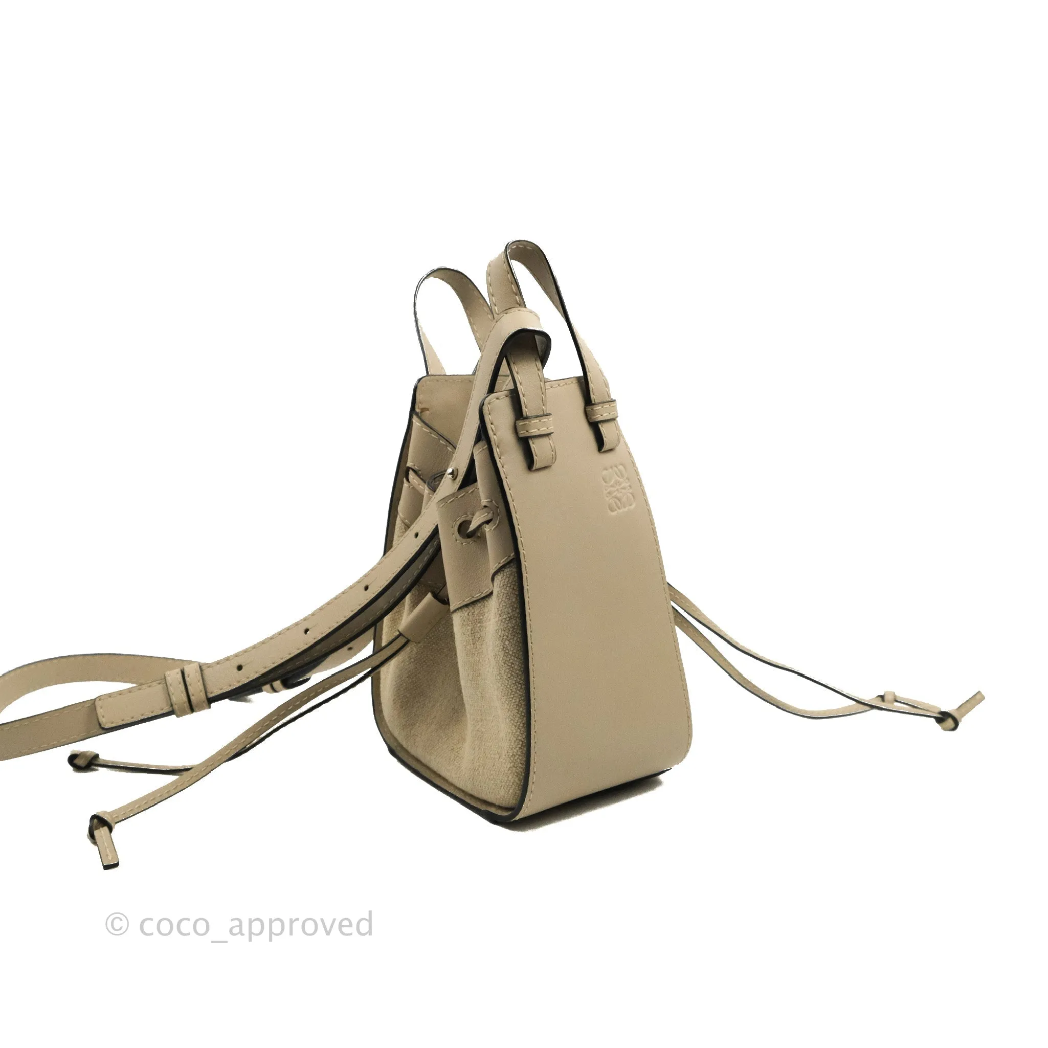 Loewe Mini Hammock Drawstring Taupe Calfskin