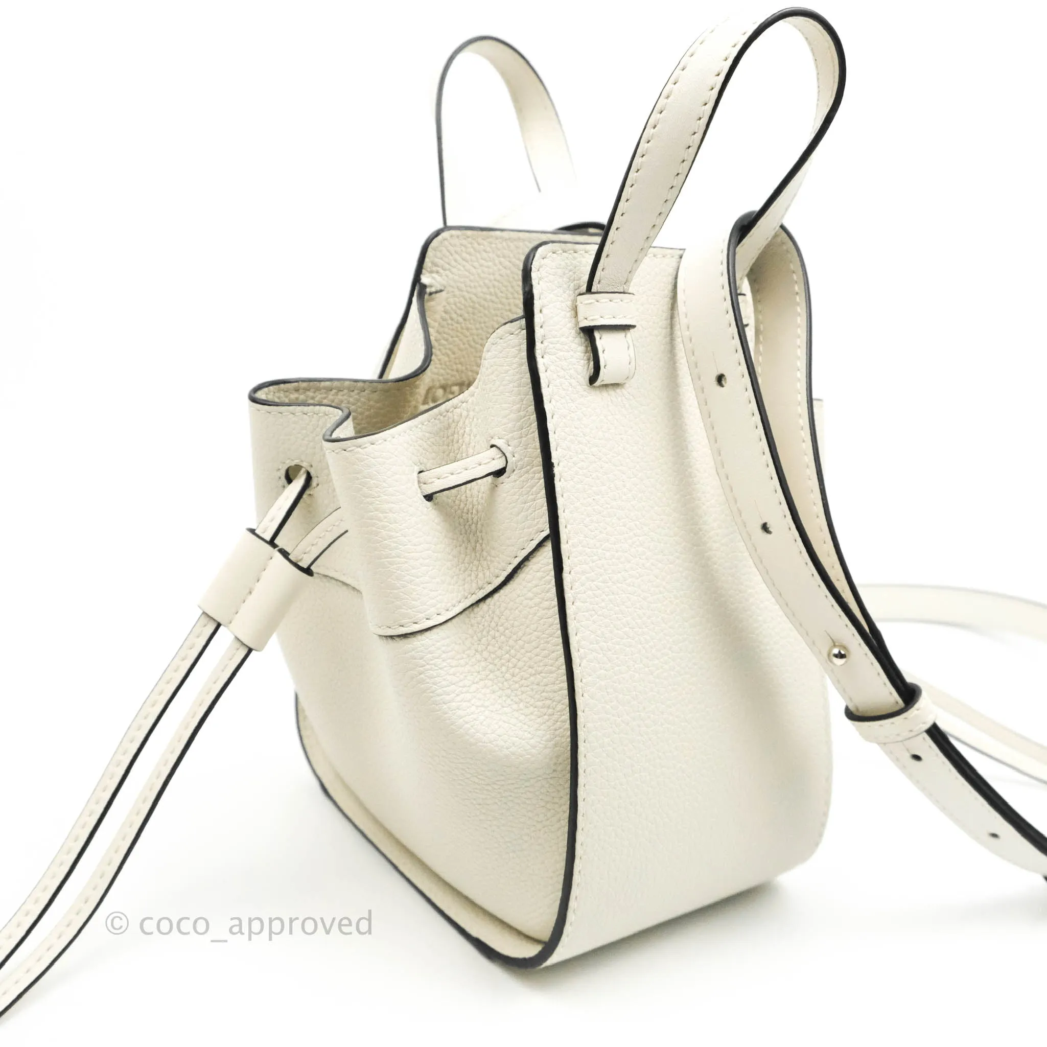 Loewe Mini Hammock Drawstring White Calfskin